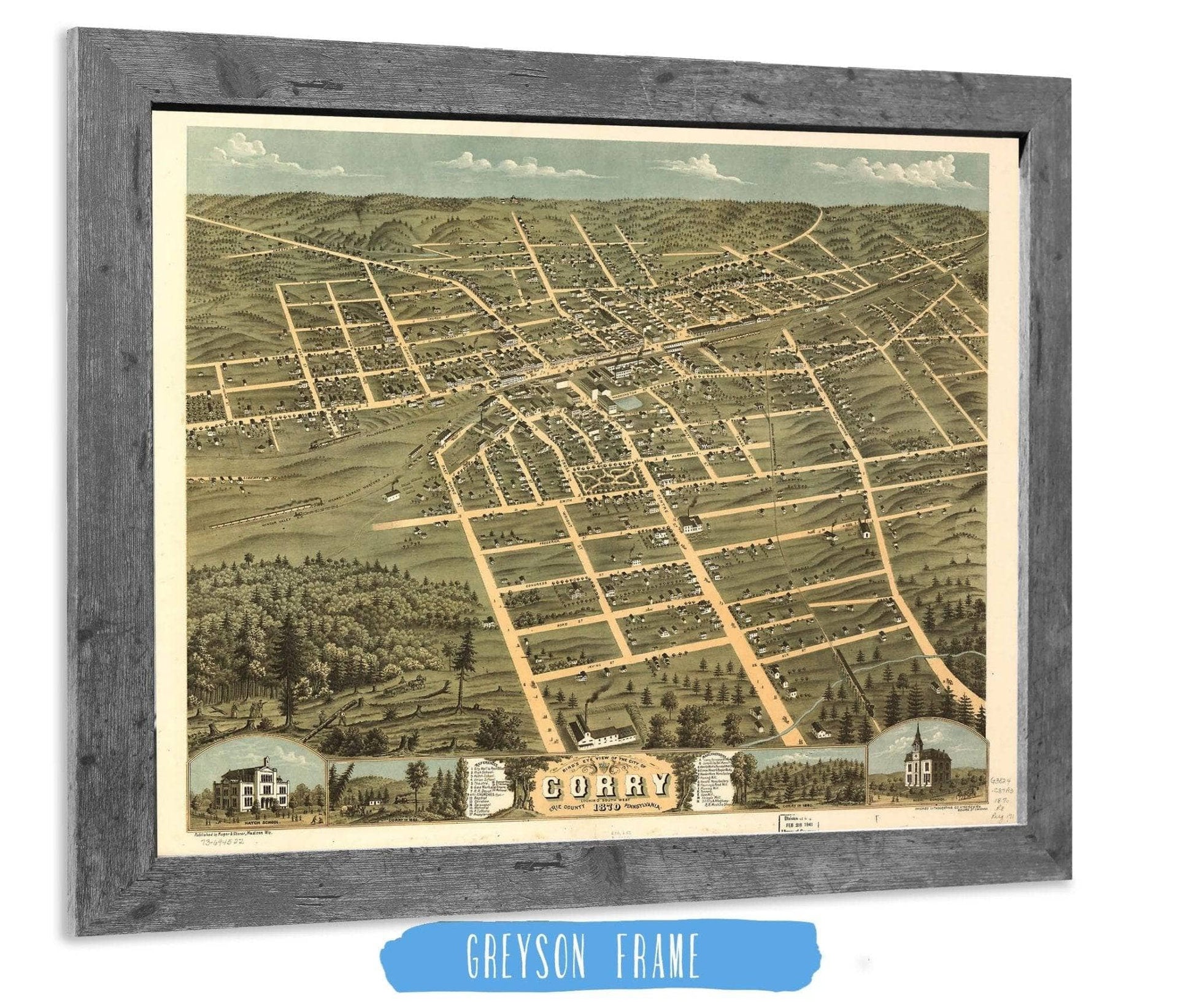 Birds Eye View Of The City Of Corry Erie County Pennsylvania 1870 State of Pennsylvania