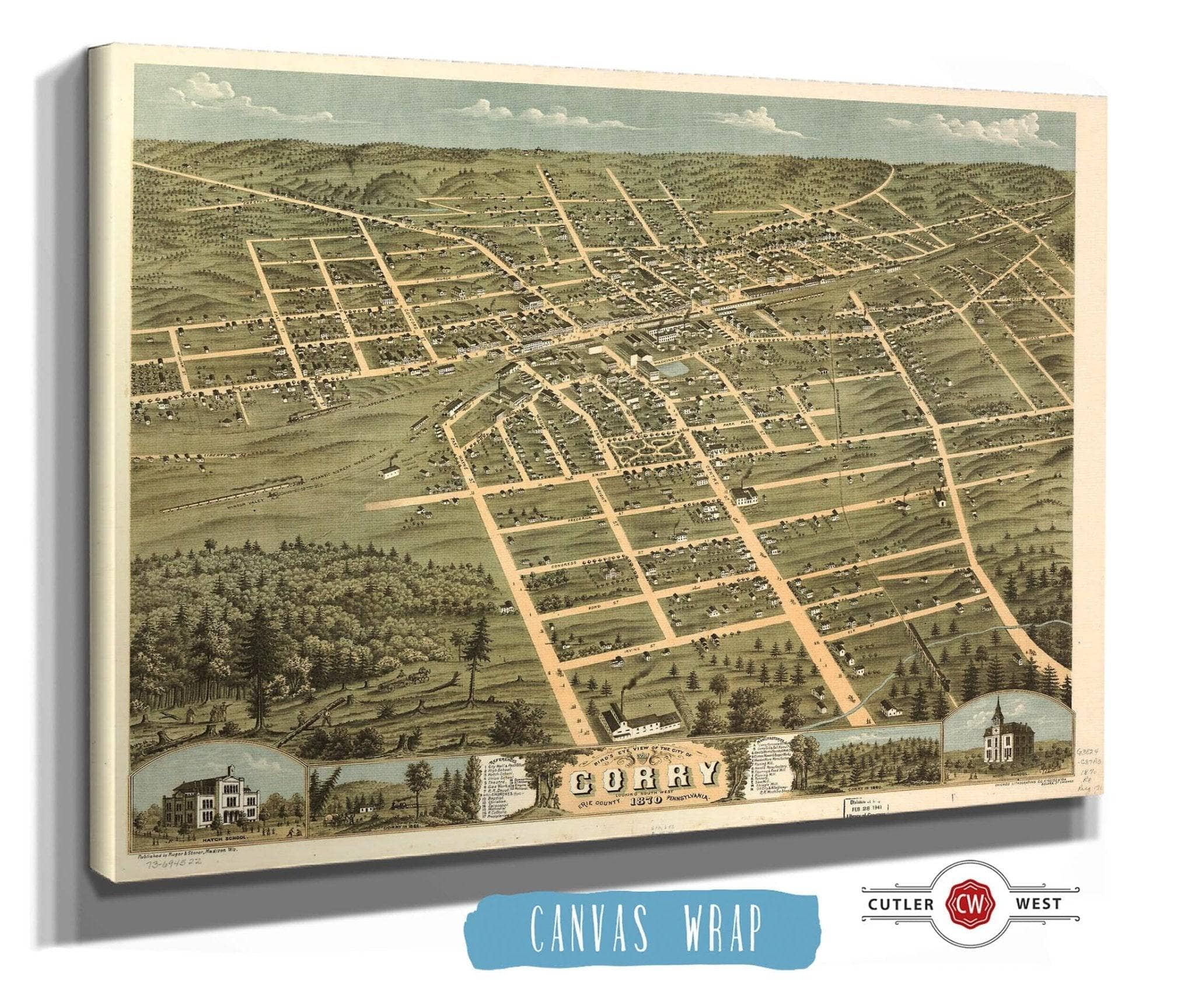 Birds Eye View Of The City Of Corry Erie County Pennsylvania 1870 State of Pennsylvania