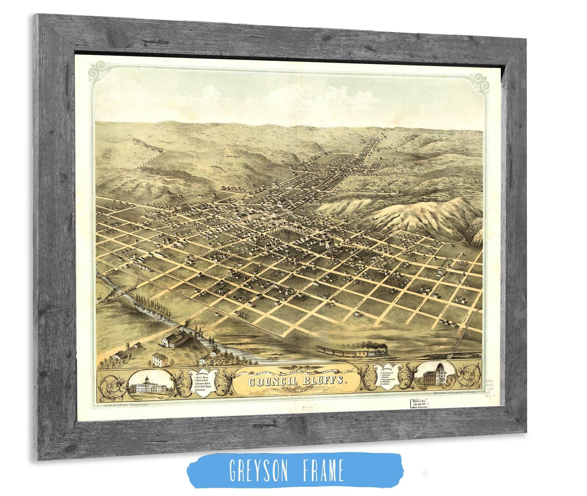 Birds Eye View Of The City Of Council Bluffs Pottawattamie Co Iowa 1868 State of Iowa