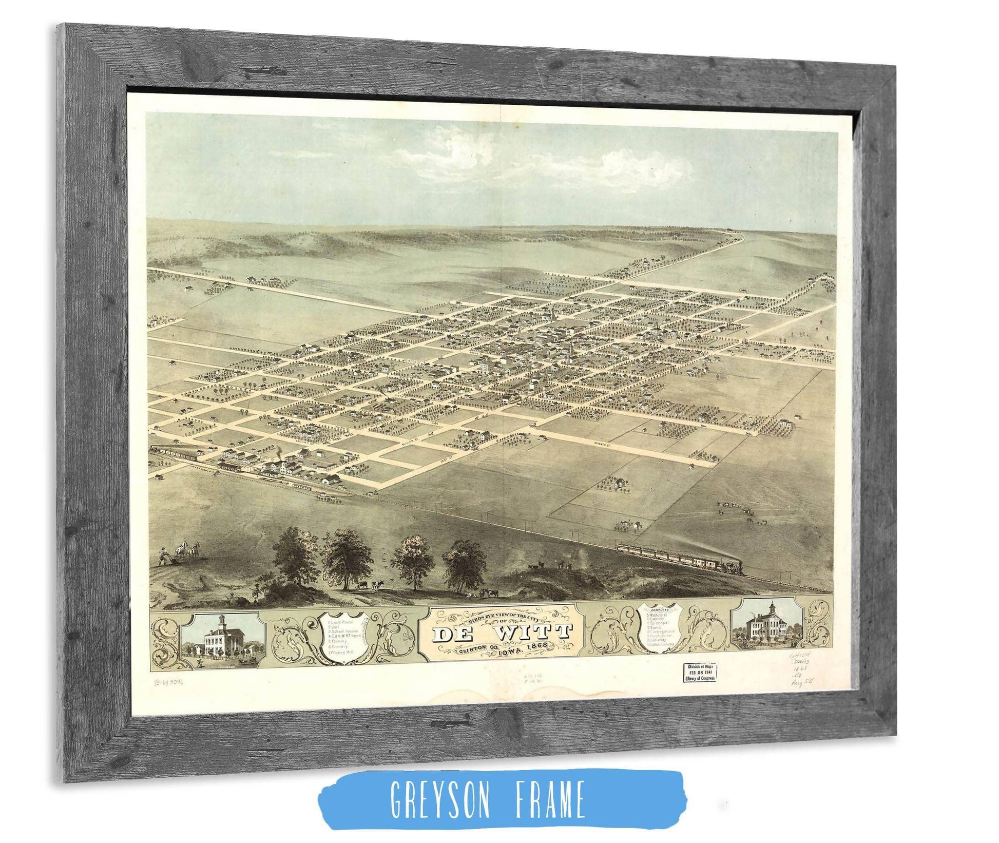 Birds Eye View Of The City Of De Witt Clinton Co Iowa 1868 State of Iowa