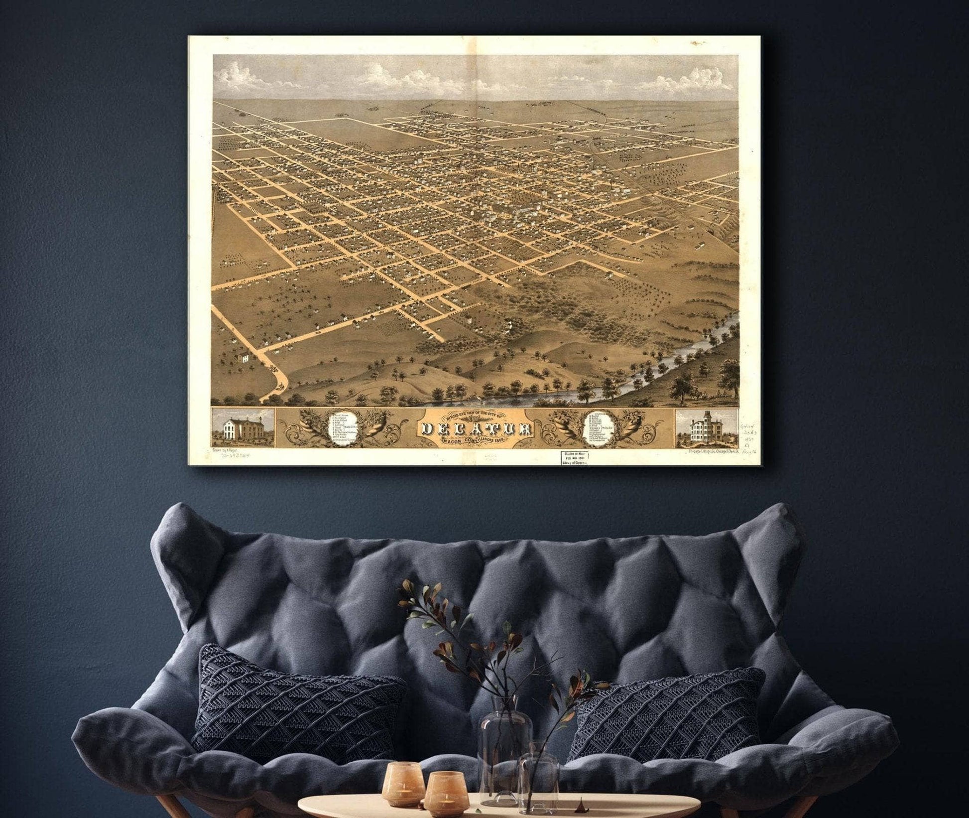 Birds Eye View Of The City Of Decatur Macon Co Illinois 1869 State of Illinois