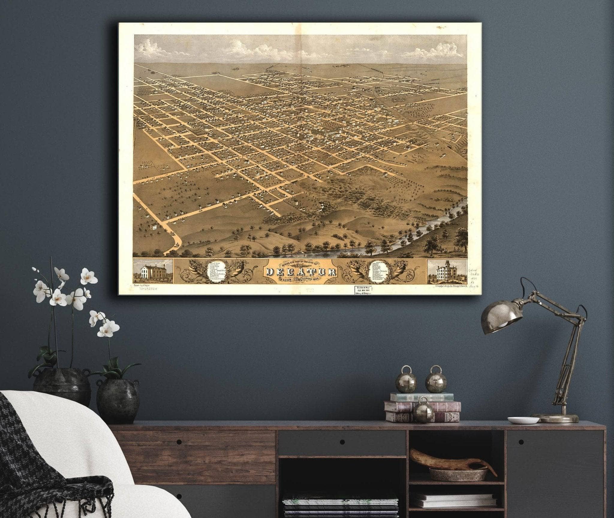 Birds Eye View Of The City Of Decatur Macon Co Illinois 1869 State of Illinois