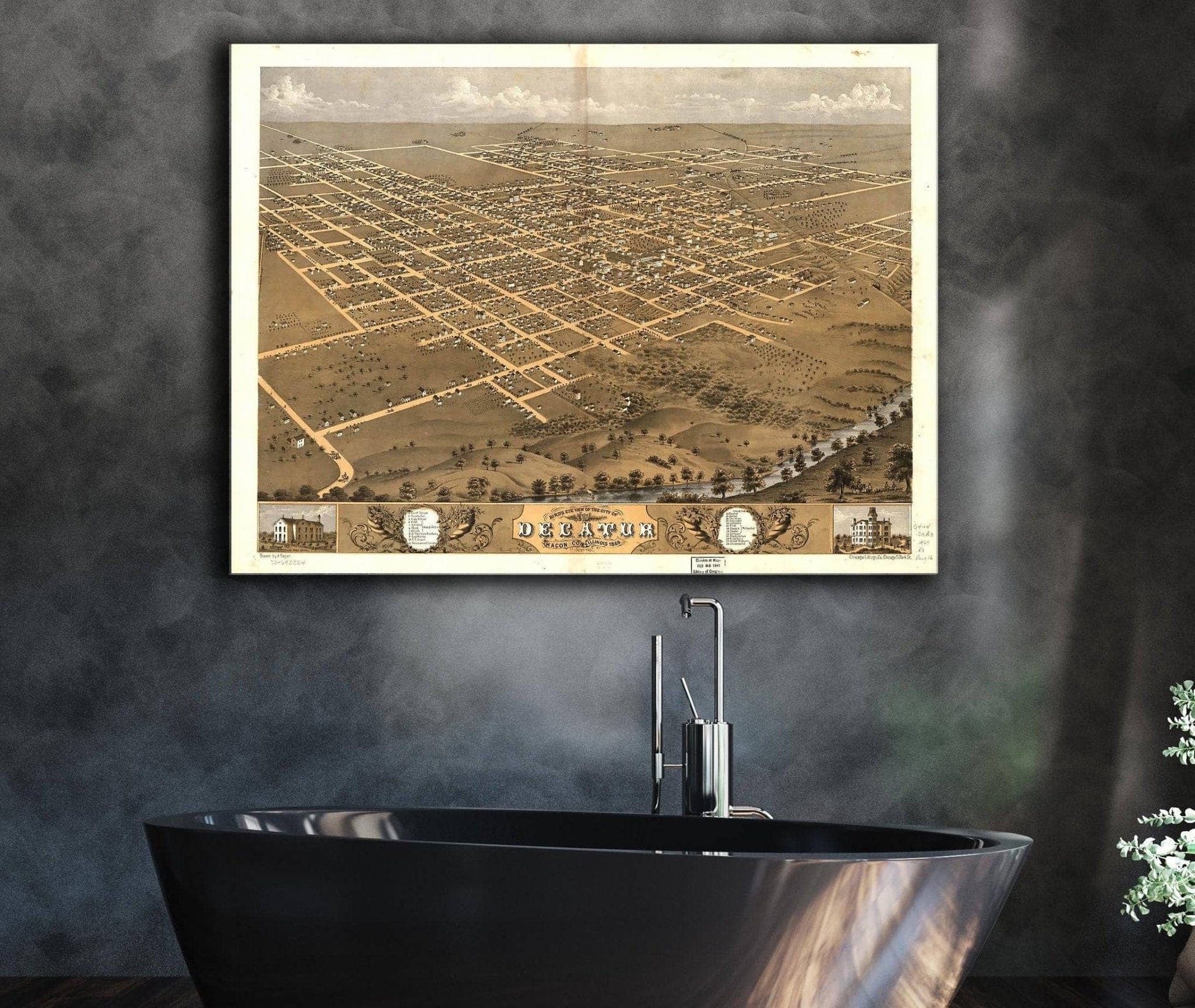 Birds Eye View Of The City Of Decatur Macon Co Illinois 1869 State of Illinois