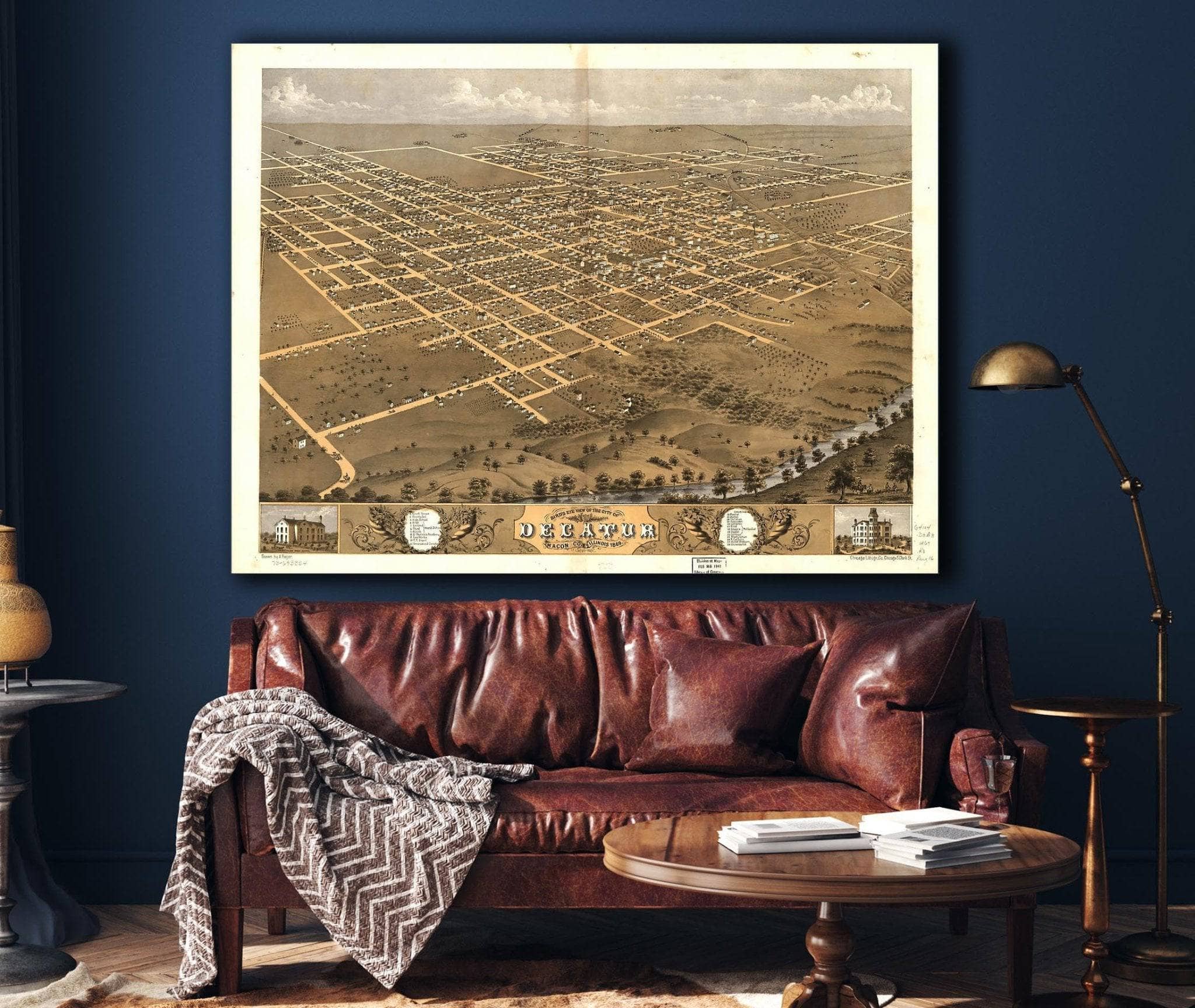 Birds Eye View Of The City Of Decatur Macon Co Illinois 1869 State of Illinois