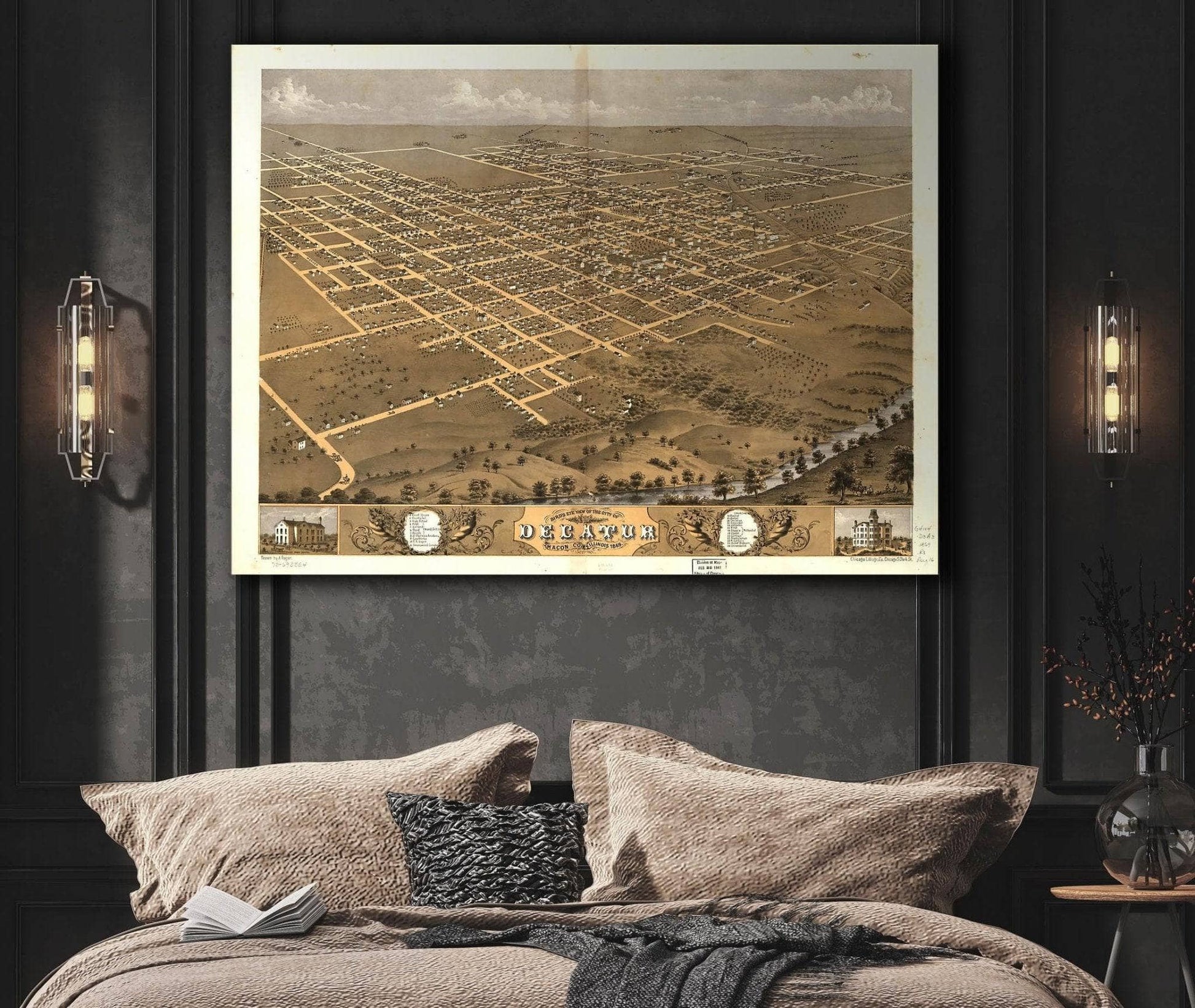 Birds Eye View Of The City Of Decatur Macon Co Illinois 1869 State of Illinois