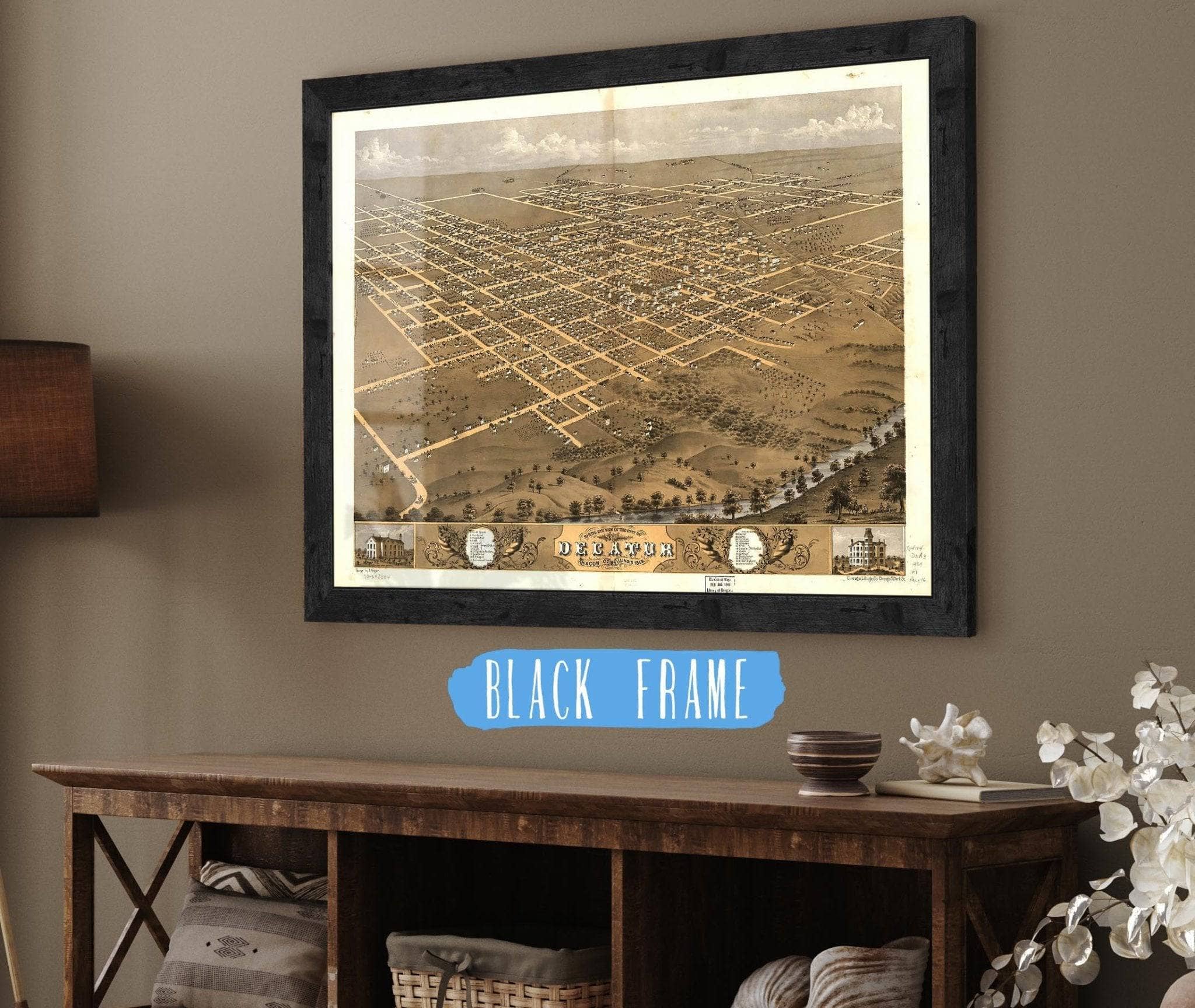 Birds Eye View Of The City Of Decatur Macon Co Illinois 1869 State of Illinois