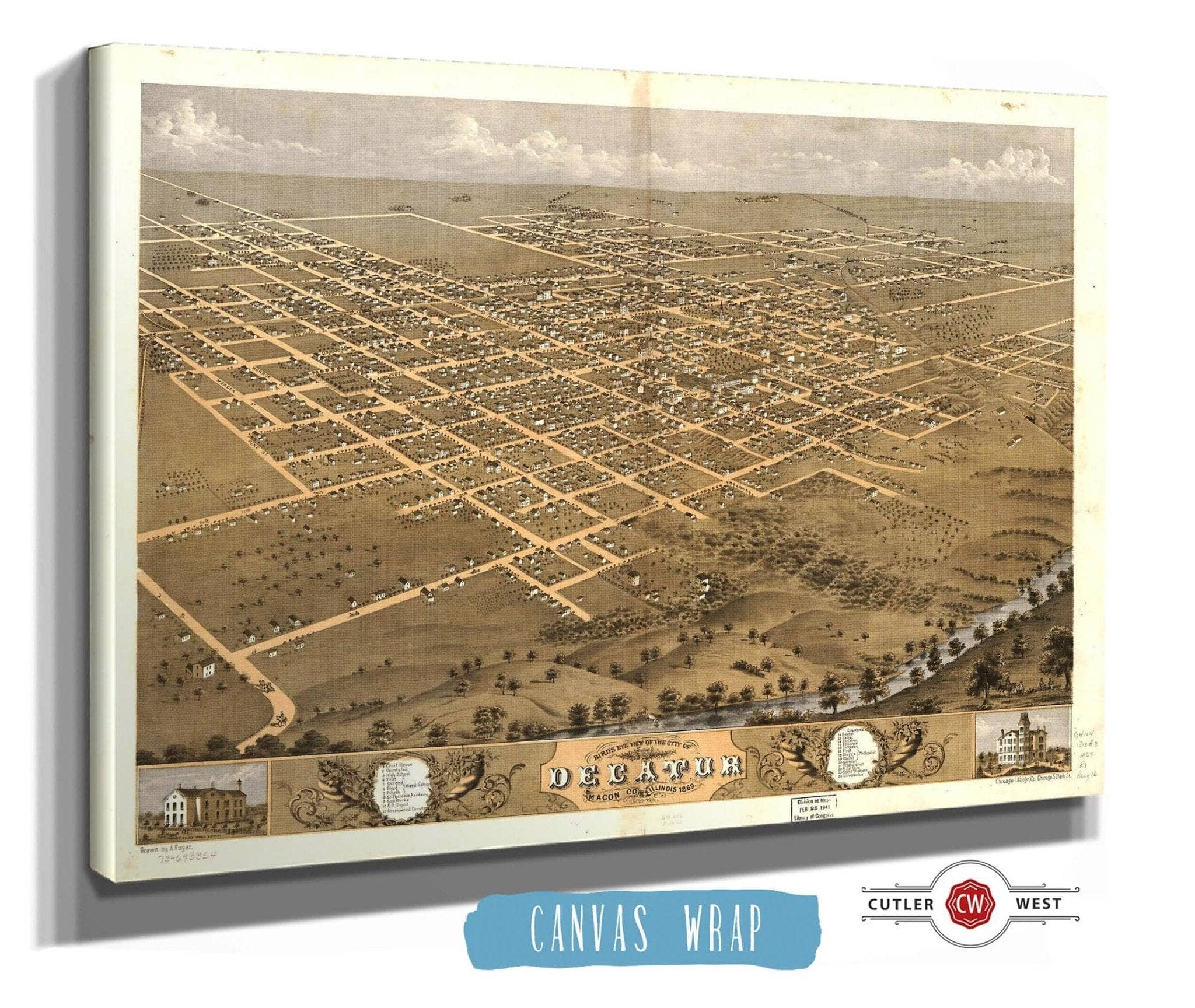 Birds Eye View Of The City Of Decatur Macon Co Illinois 1869 State of Illinois