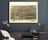 Birds Eye View Of The City Of Delphi Carroll Co Indiana 1868 State of Indiana