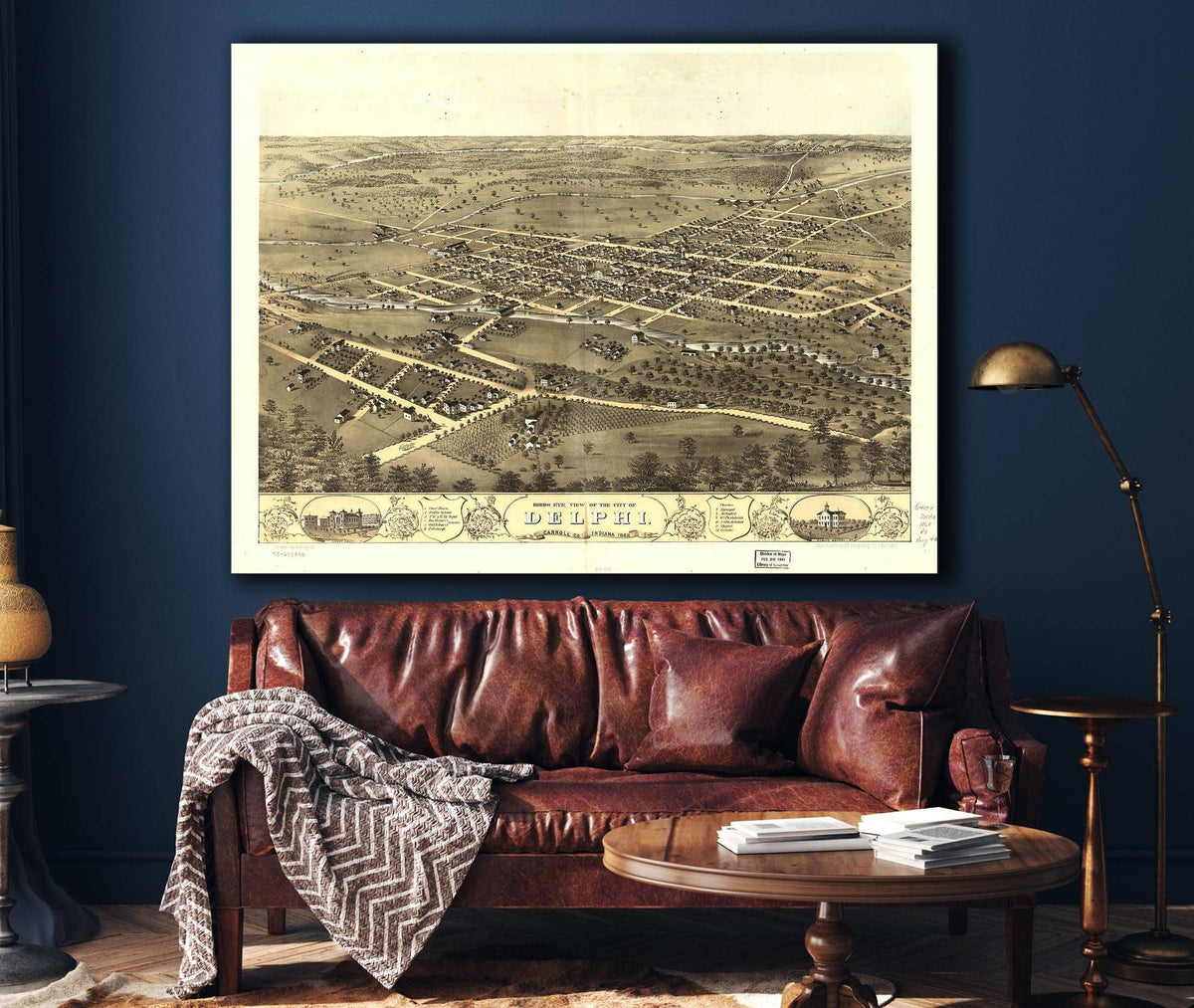 Birds Eye View Of The City Of Delphi Carroll Co Indiana 1868 State of Indiana