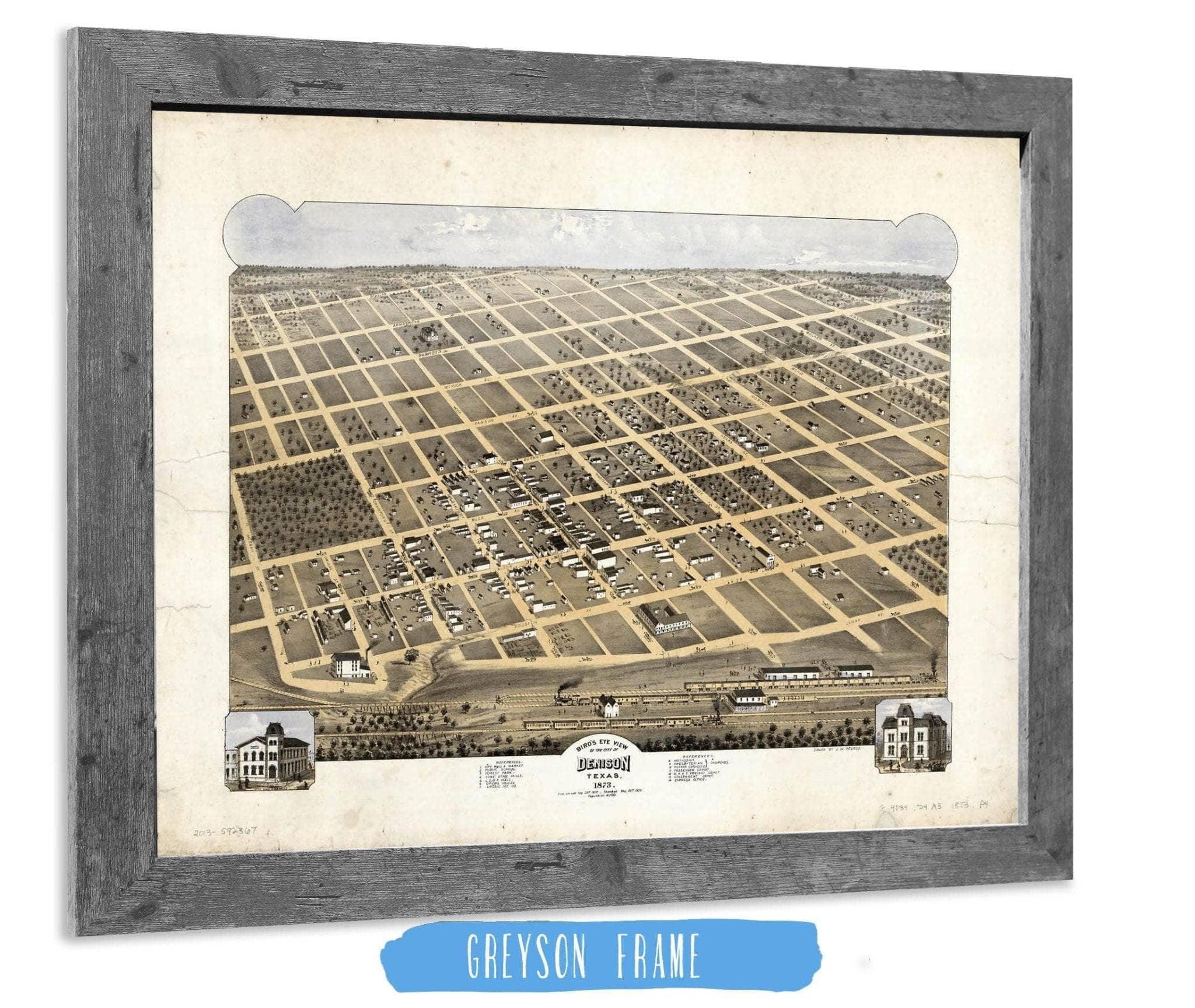 Birds Eye View Of The City Of Denison Texas 1873 State of Texas