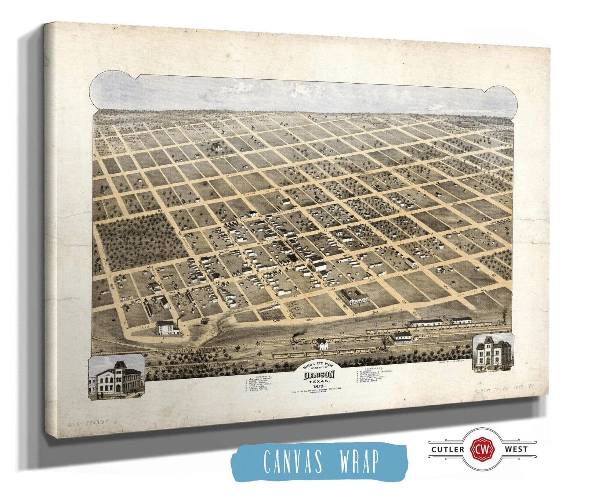 Birds Eye View Of The City Of Denison Texas 1873 State of Texas