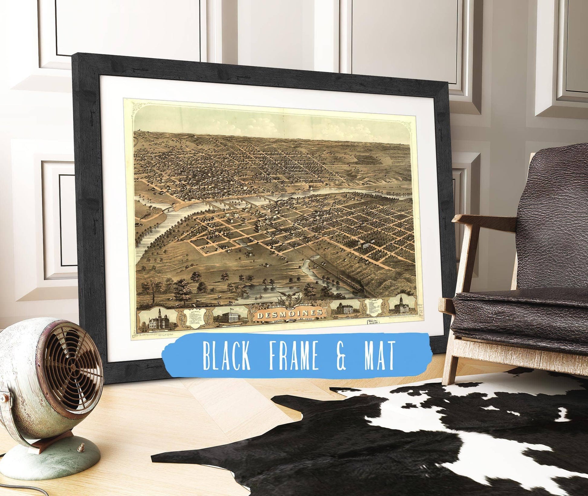 Birds Eye View Of The City Of Des Moines The Capital Of Iowa 1868 State of Iowa