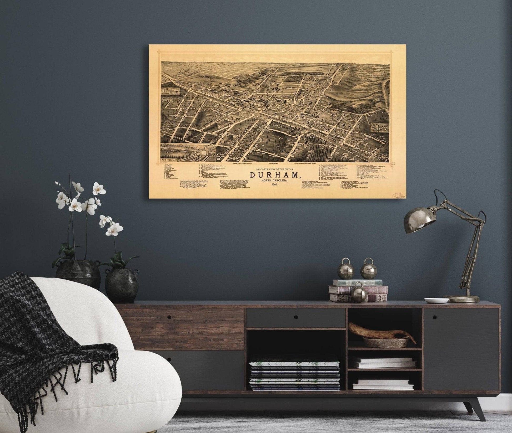 Birds Eye View Of The City Of Durham North Carolina 1891  State Of North Carolina