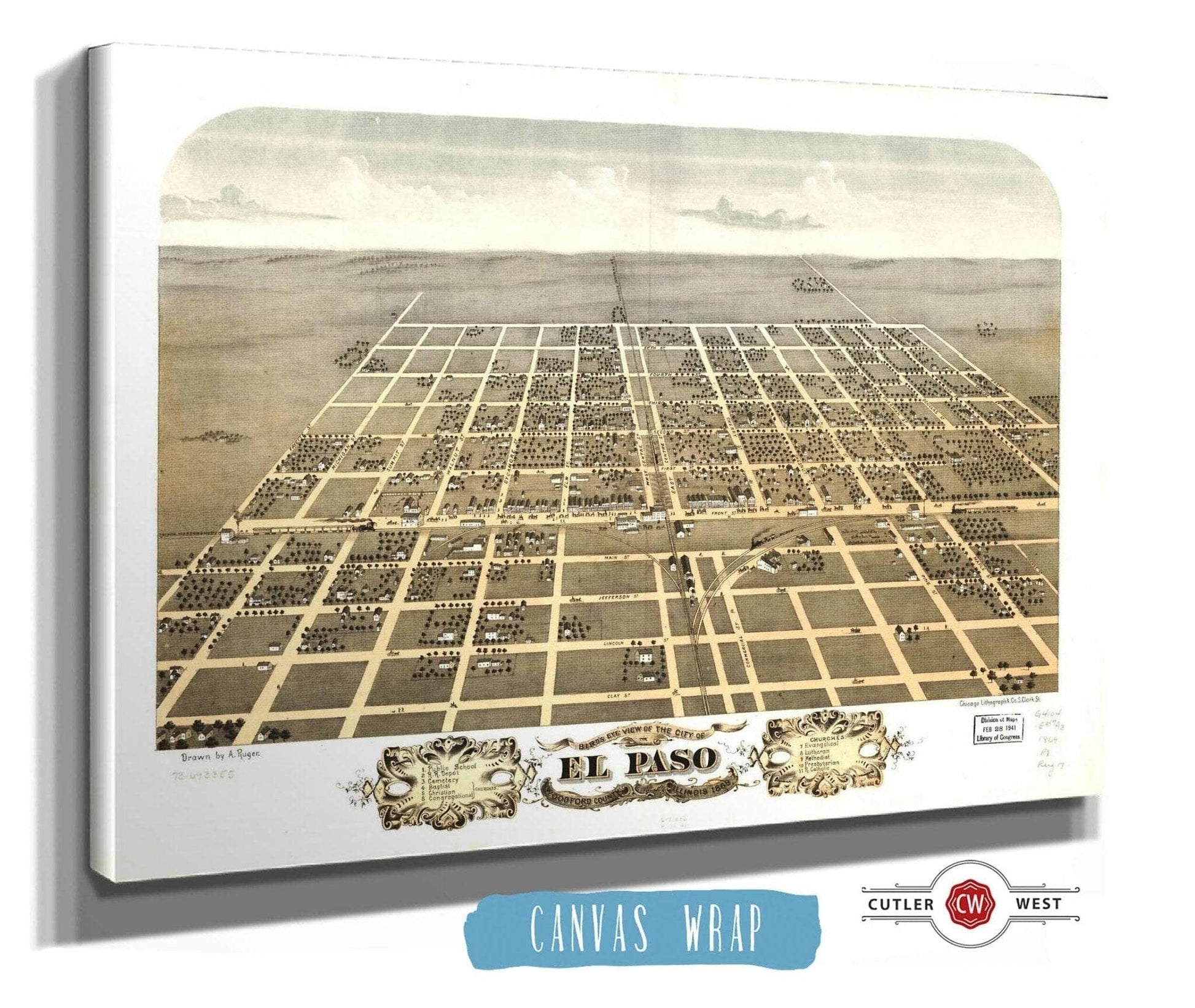 Birds Eye View Of The City Of El Paso Woodford County Illinois 1869 State of Illinois