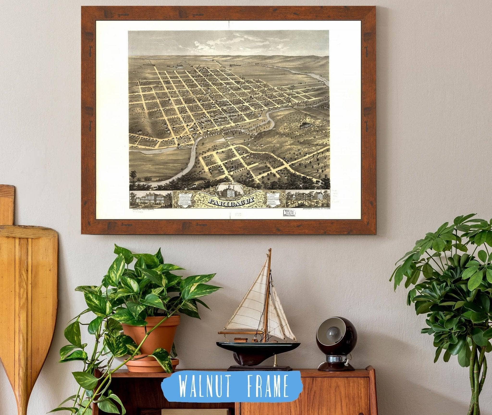 Birds Eye View Of The City Of Faribault Rice County Minnesota 1869 State of Minnesota