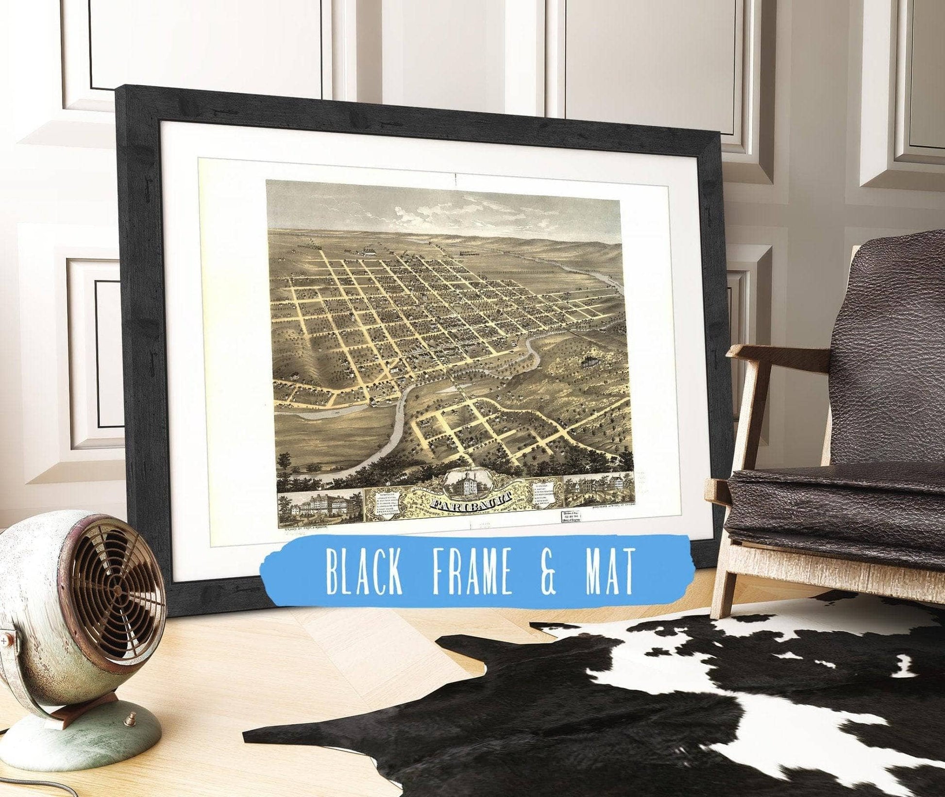 Birds Eye View Of The City Of Faribault Rice County Minnesota 1869 State of Minnesota
