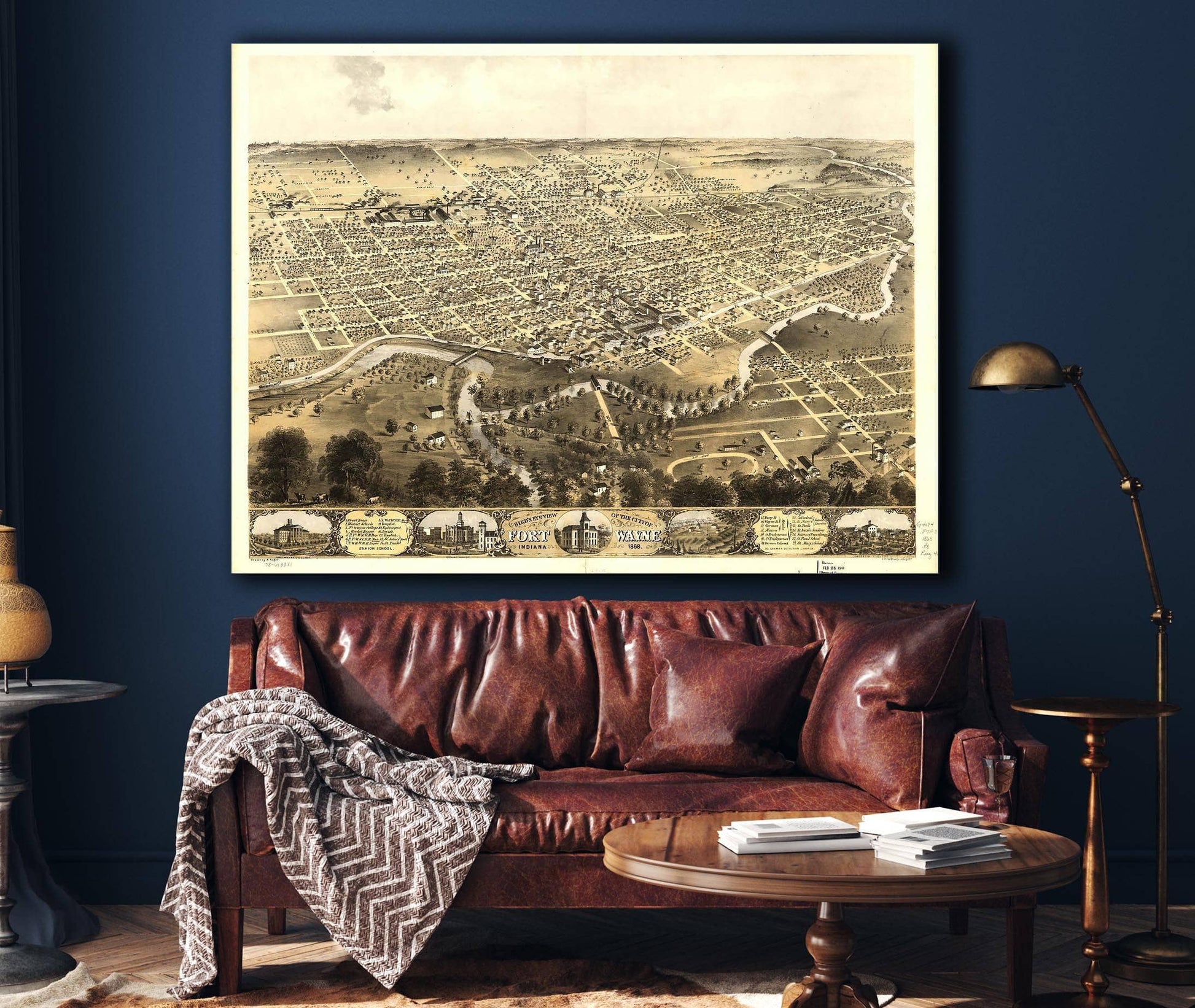 Birds Eye View Of The City Of Fort Wayne Indiana 1868 State of Indiana