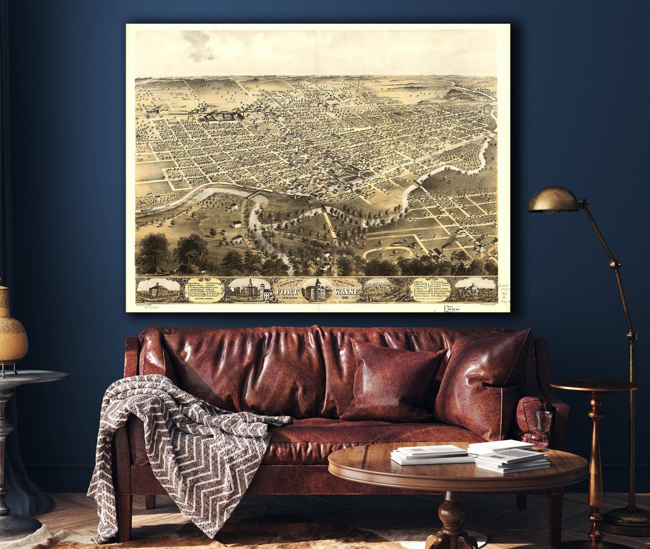 Birds Eye View Of The City Of Fort Wayne Indiana 1868 State of Indiana