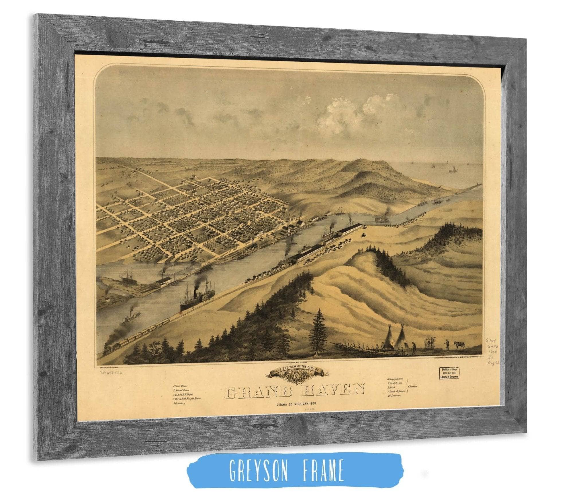 Birds Eye View Of The City Of Grand Haven Ottawa Co Michigan 1868 State of Michigan
