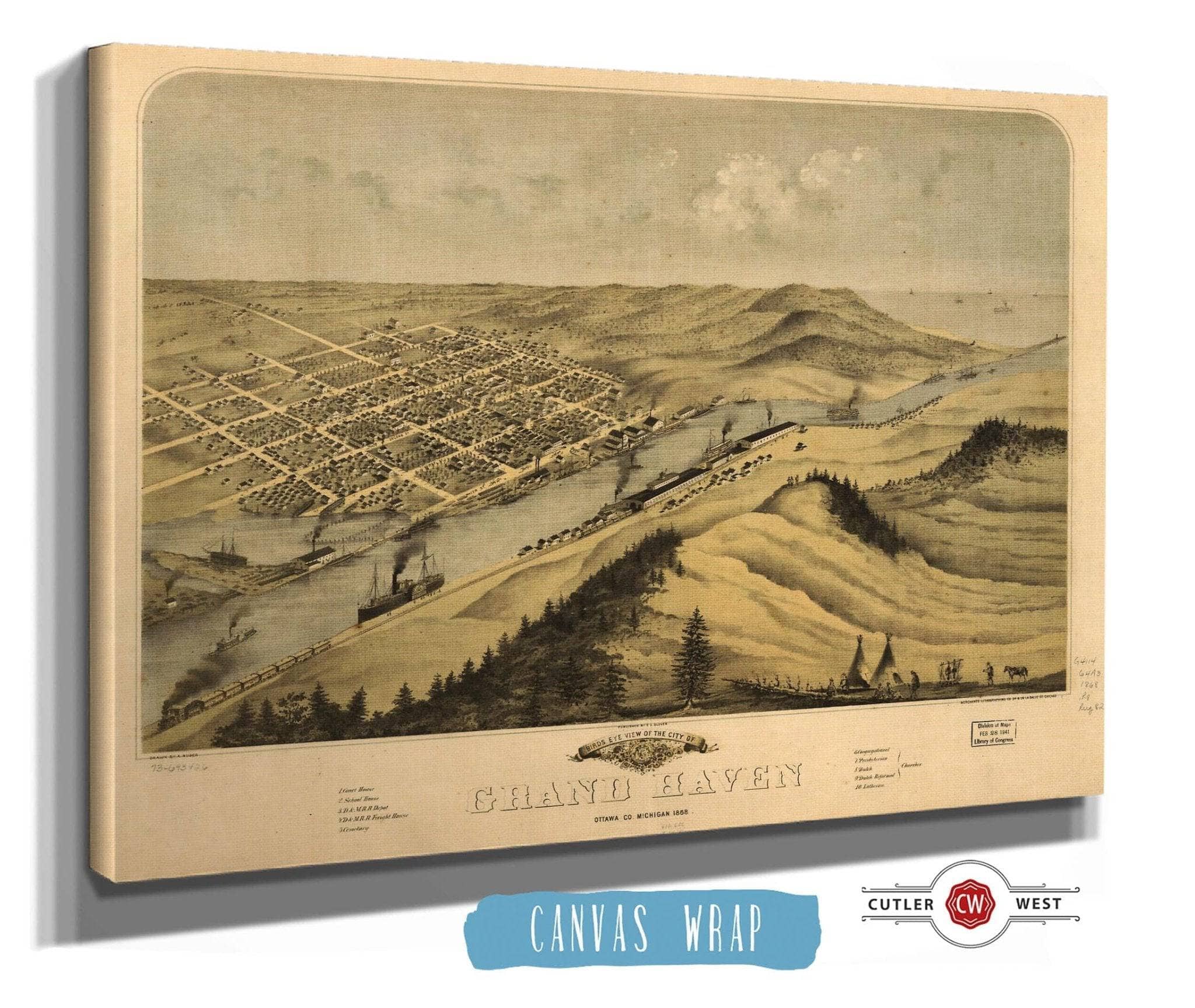 Birds Eye View Of The City Of Grand Haven Ottawa Co Michigan 1868 State of Michigan