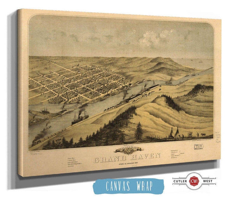 Birds Eye View Of The City Of Grand Haven Ottawa Co Michigan 1868 State of Michigan