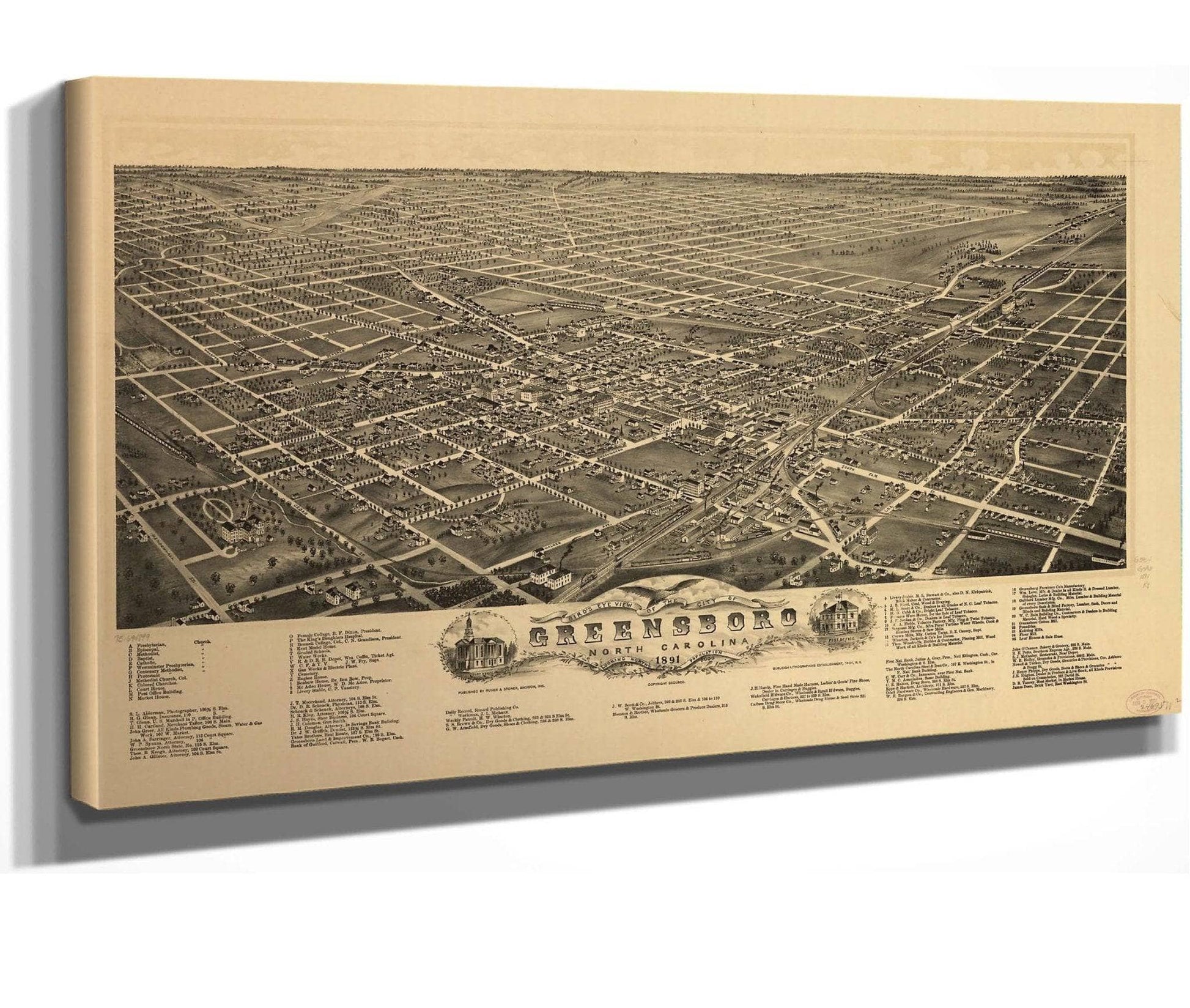 Birds Eye View Of The City Of Greensboro North Carolina 1891  State Of North Carolina