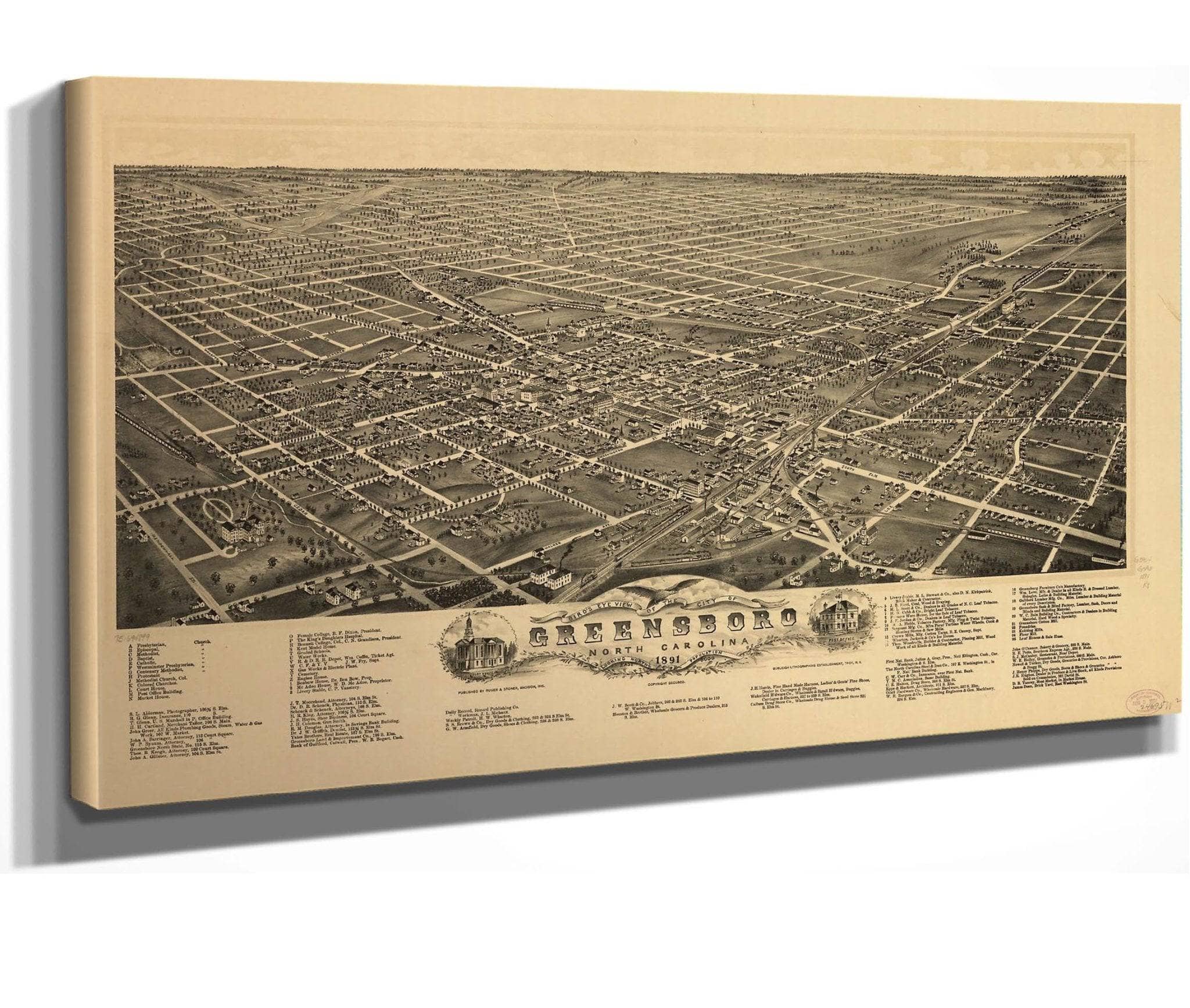 Birds Eye View Of The City Of Greensboro North Carolina 1891  State Of North Carolina