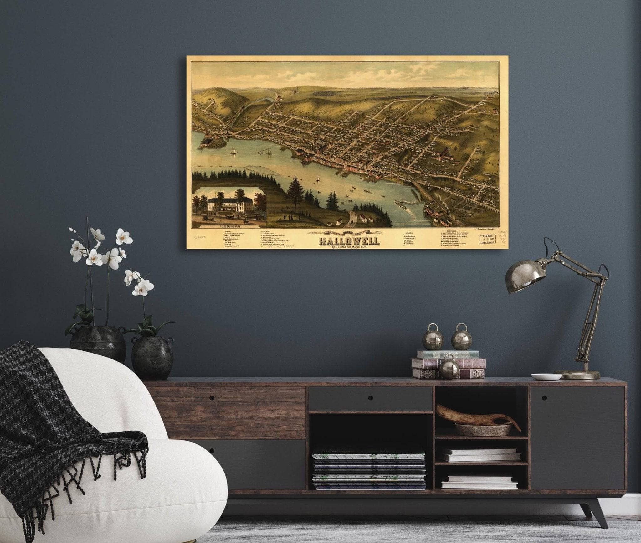 Birds Eye View Of The City Of Hallowell Kennebec Co Maine 1878  State Of Maine
