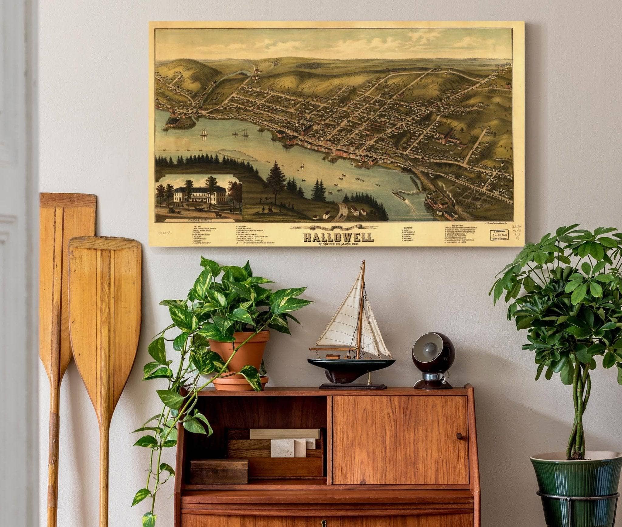 Birds Eye View Of The City Of Hallowell Kennebec Co Maine 1878  State Of Maine