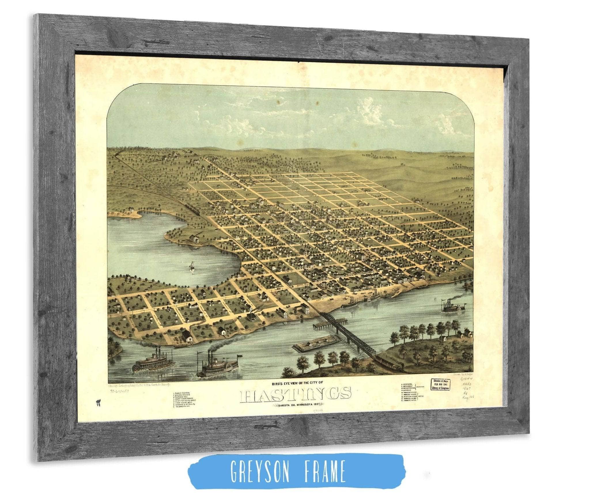 Birds Eye View Of The City Of Hastings Dakota Co Minnesota 1867 State of Minnesota
