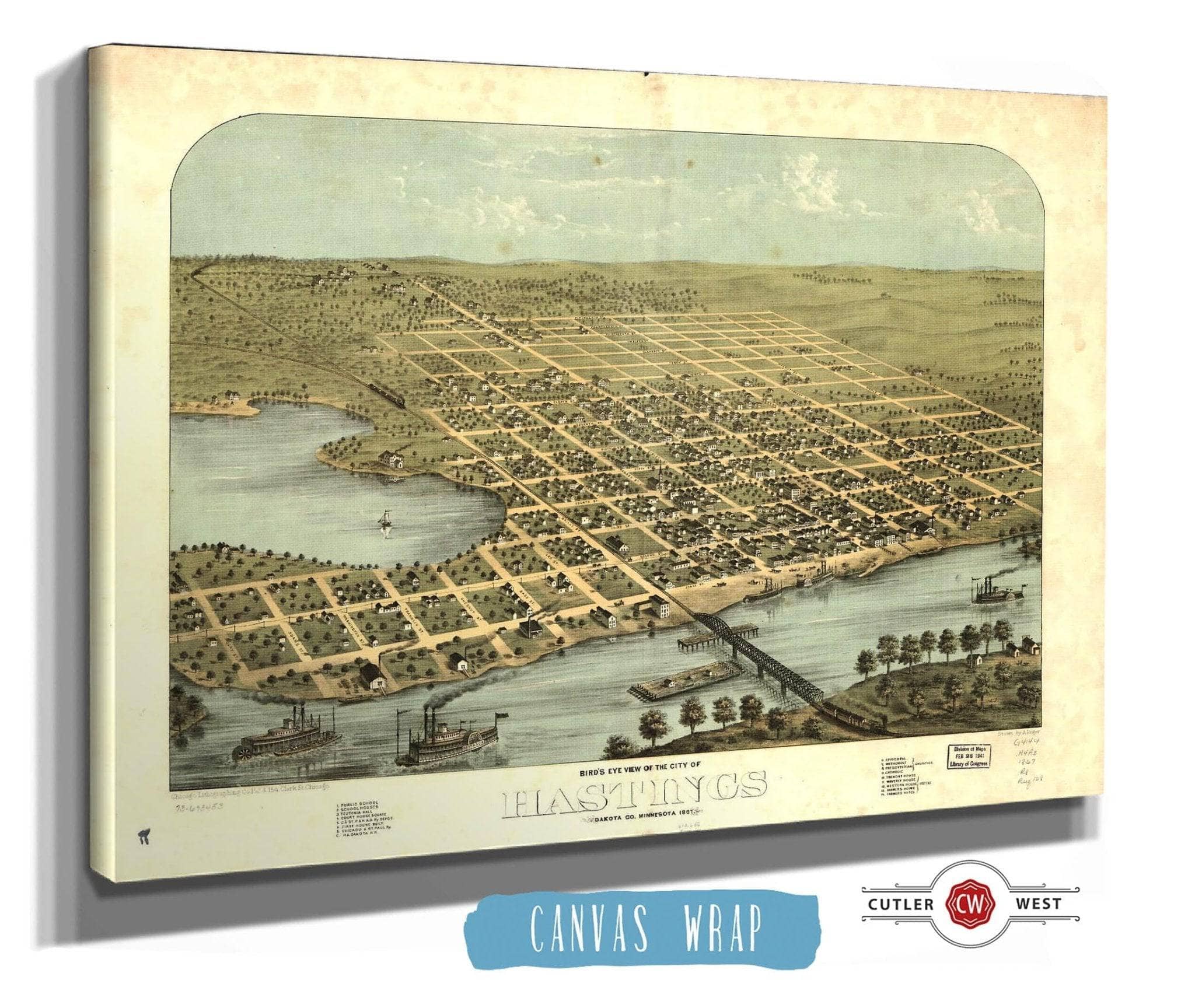 Birds Eye View Of The City Of Hastings Dakota Co Minnesota 1867 State of Minnesota