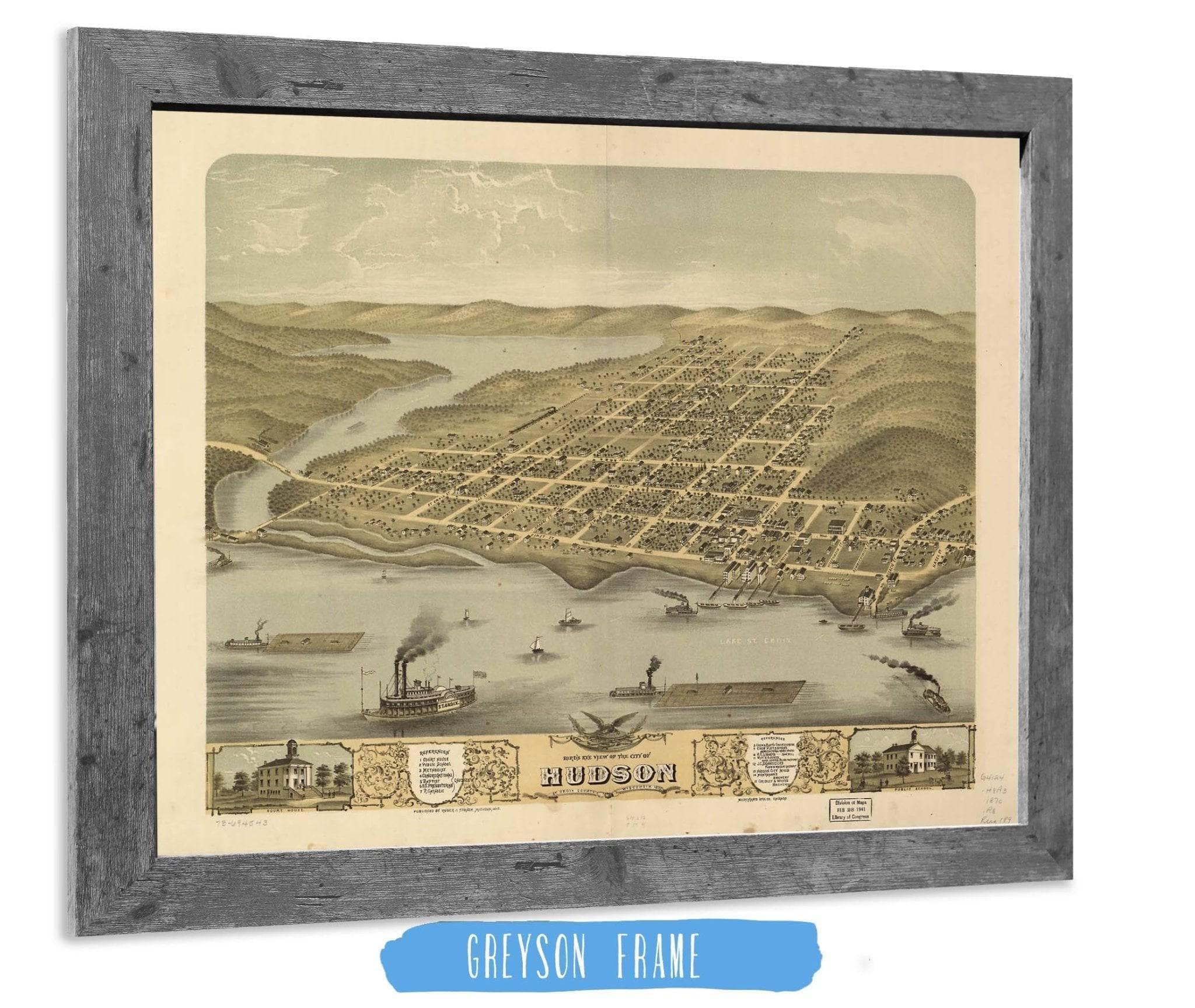 Birds Eye View Of The City Of Hudson St Croix County Wisconsin 1870 State of Wisconsin