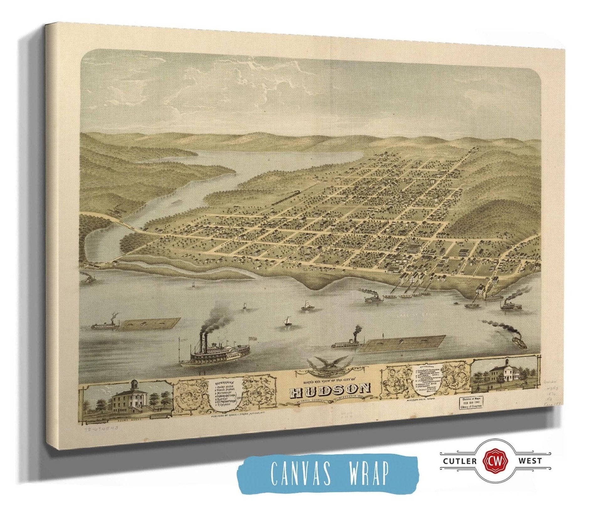 Birds Eye View Of The City Of Hudson St Croix County Wisconsin 1870 State of Wisconsin