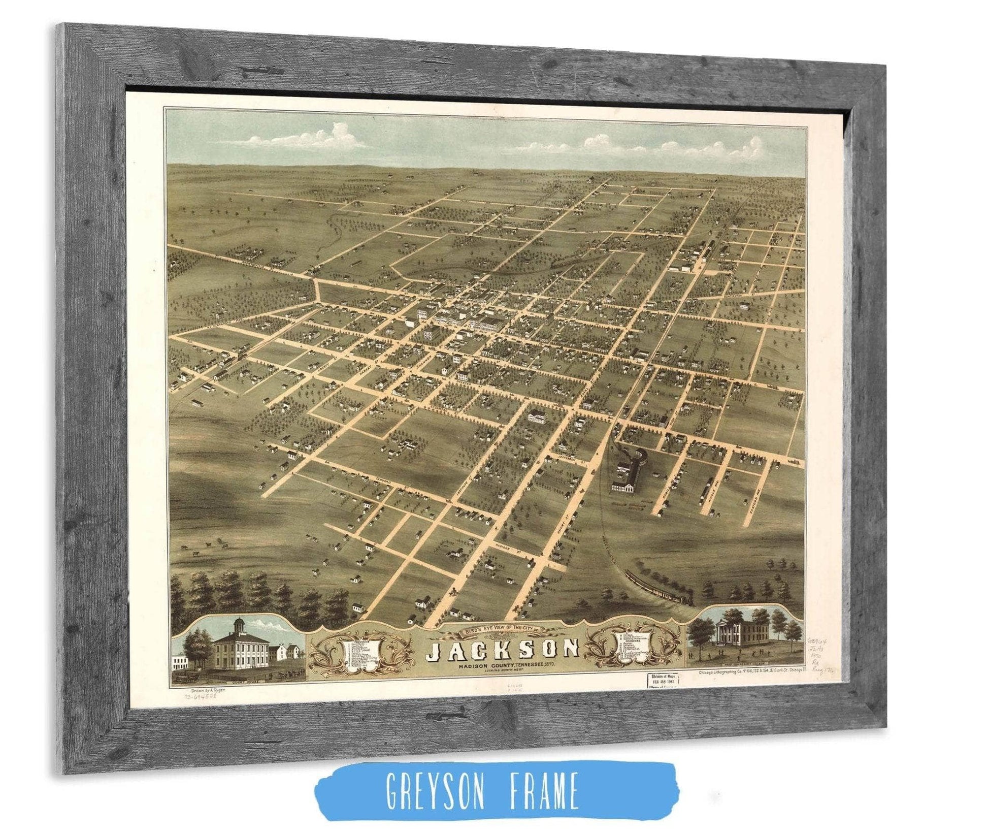 Birds Eye View Of The City Of Jackson Madison County Tennessee 1870 State of Tennessee