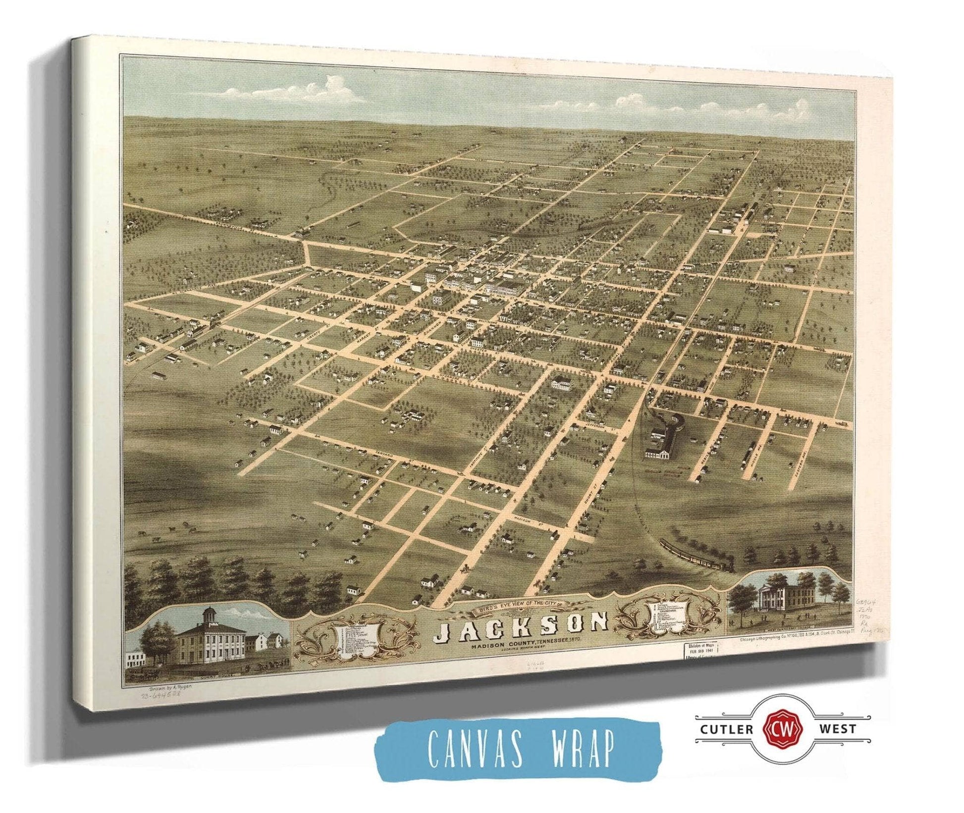 Birds Eye View Of The City Of Jackson Madison County Tennessee 1870 State of Tennessee