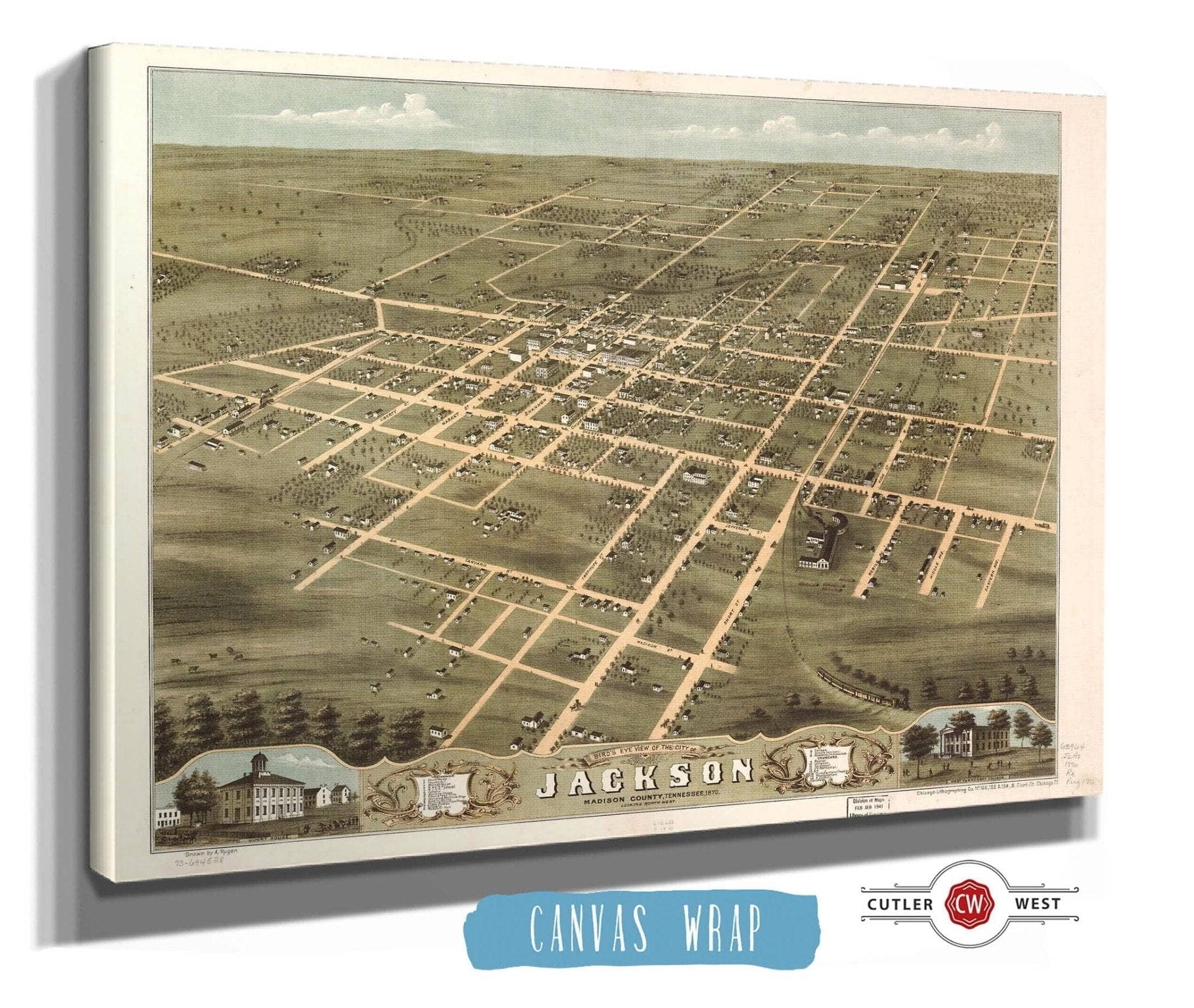 Birds Eye View Of The City Of Jackson Madison County Tennessee 1870 State of Tennessee