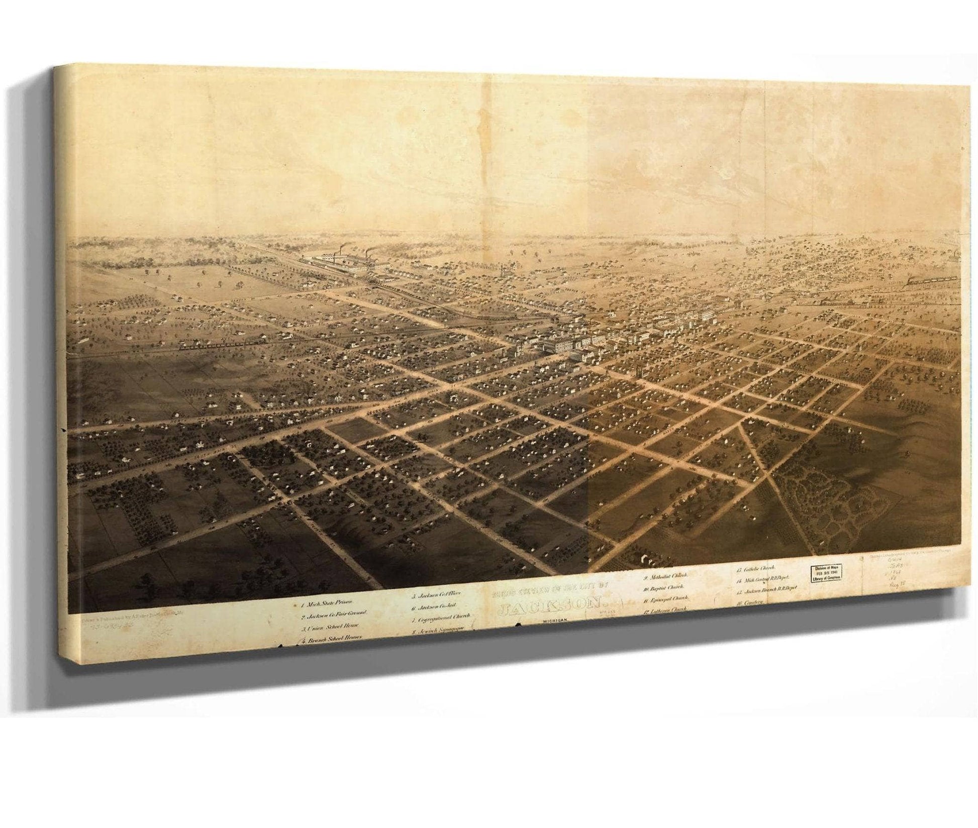 Birds Eye View Of The City Of Jackson Michigan  State Of Michigan