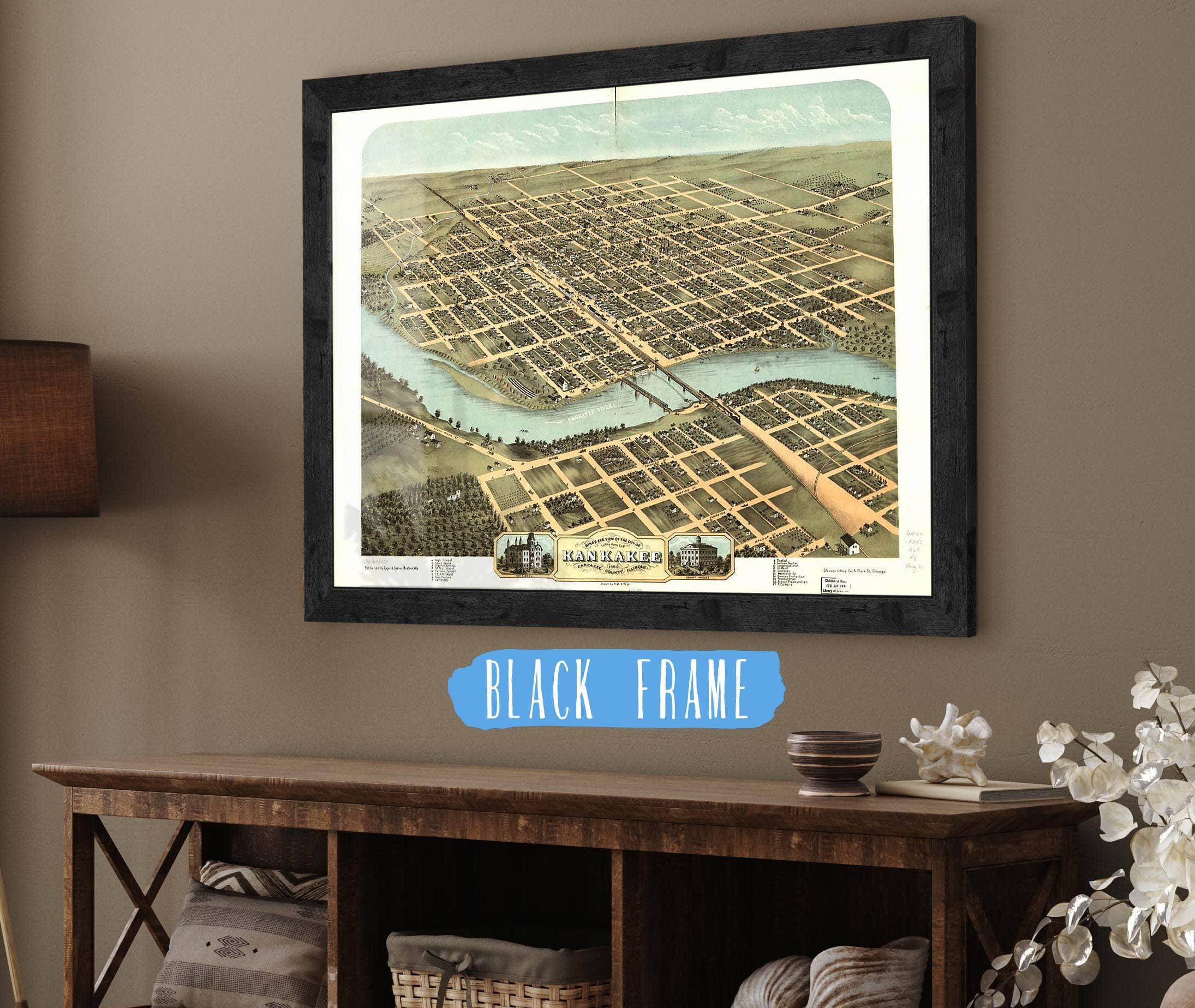 Birds Eye View Of The City Of Kankakee Kankakee County Illinois 1869 State of Illinois