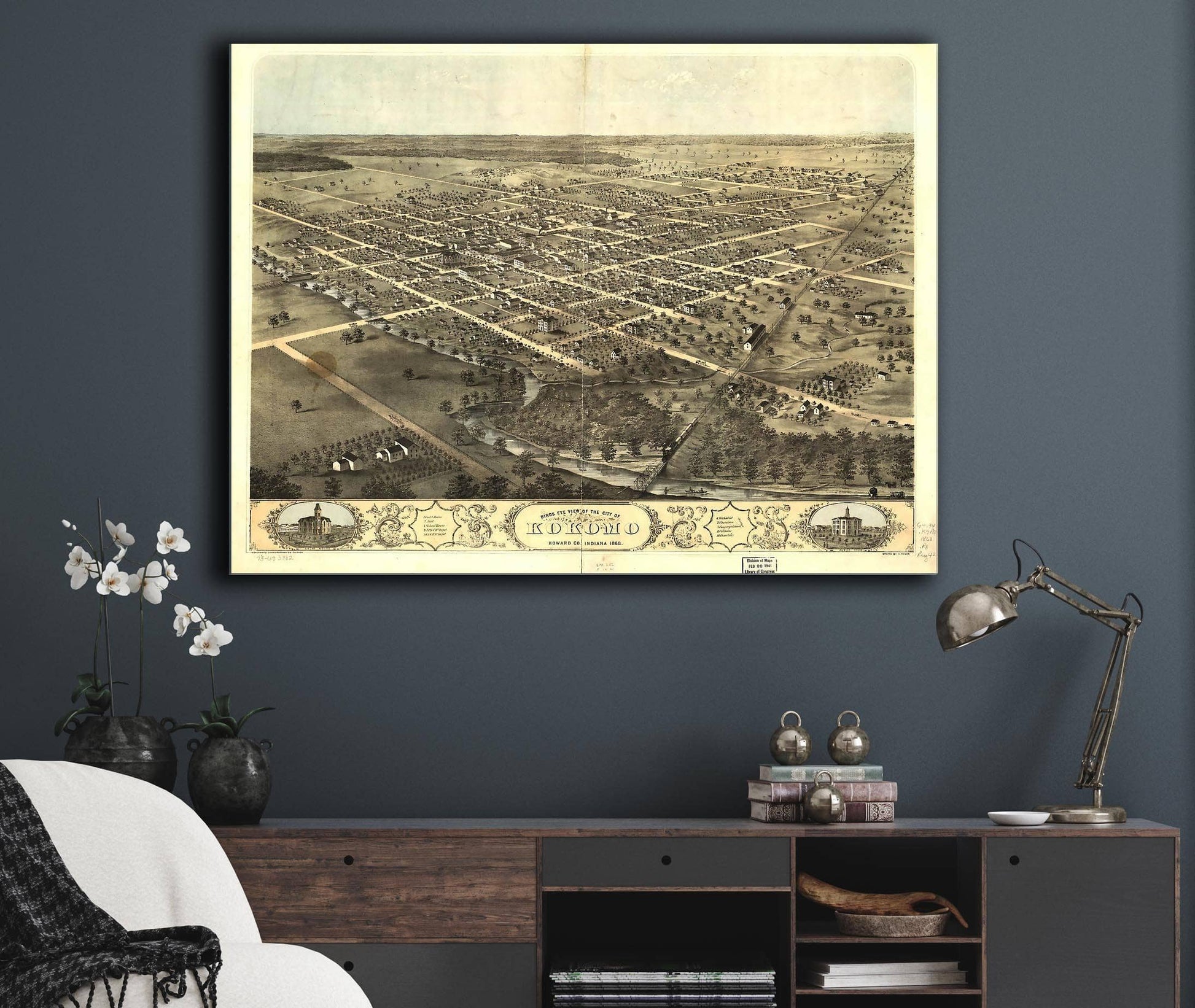Birds Eye View Of The City Of Kokomo Howard Co Indiana 1868 State of Indiana
