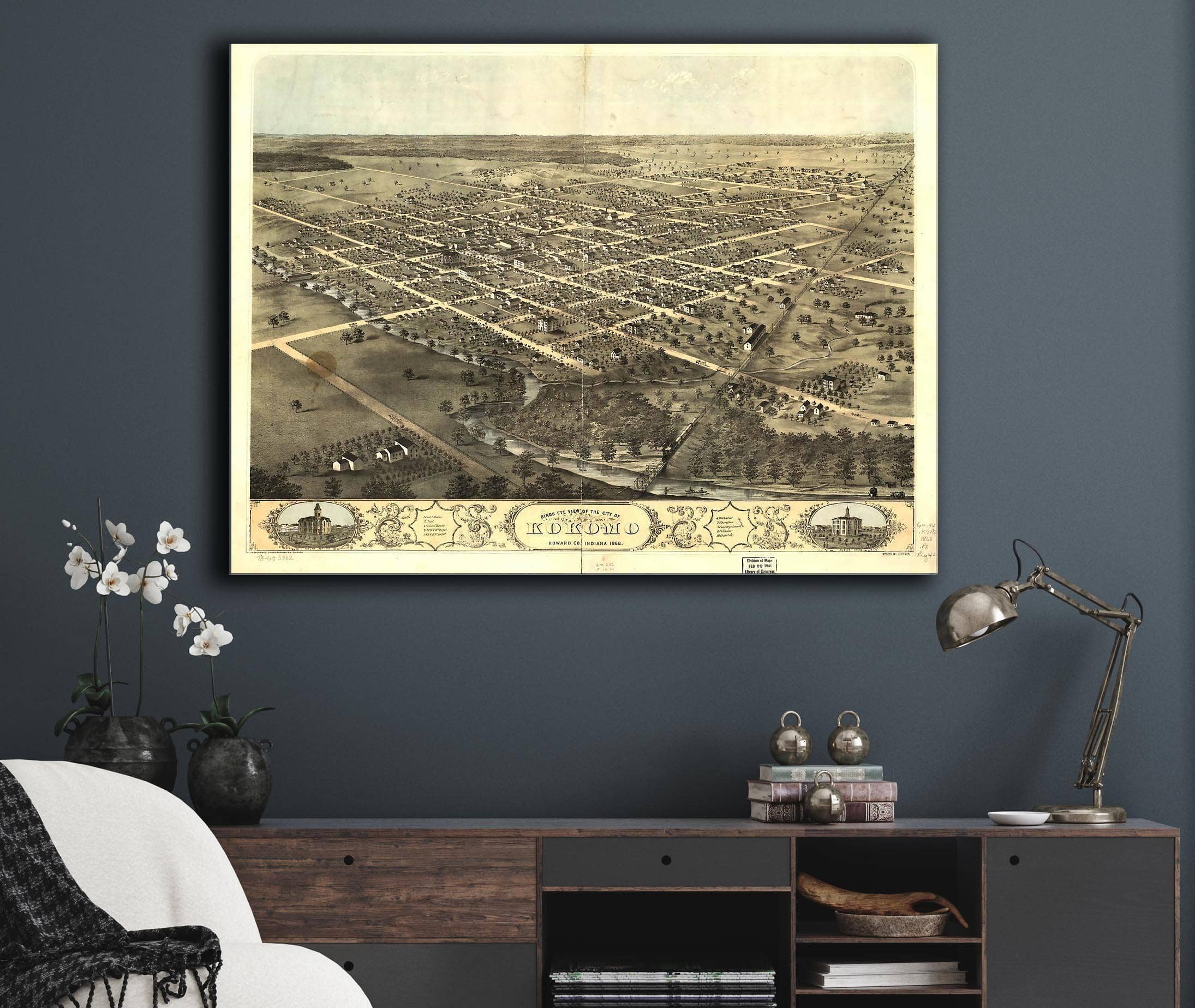 Birds Eye View Of The City Of Kokomo Howard Co Indiana 1868 State of Indiana
