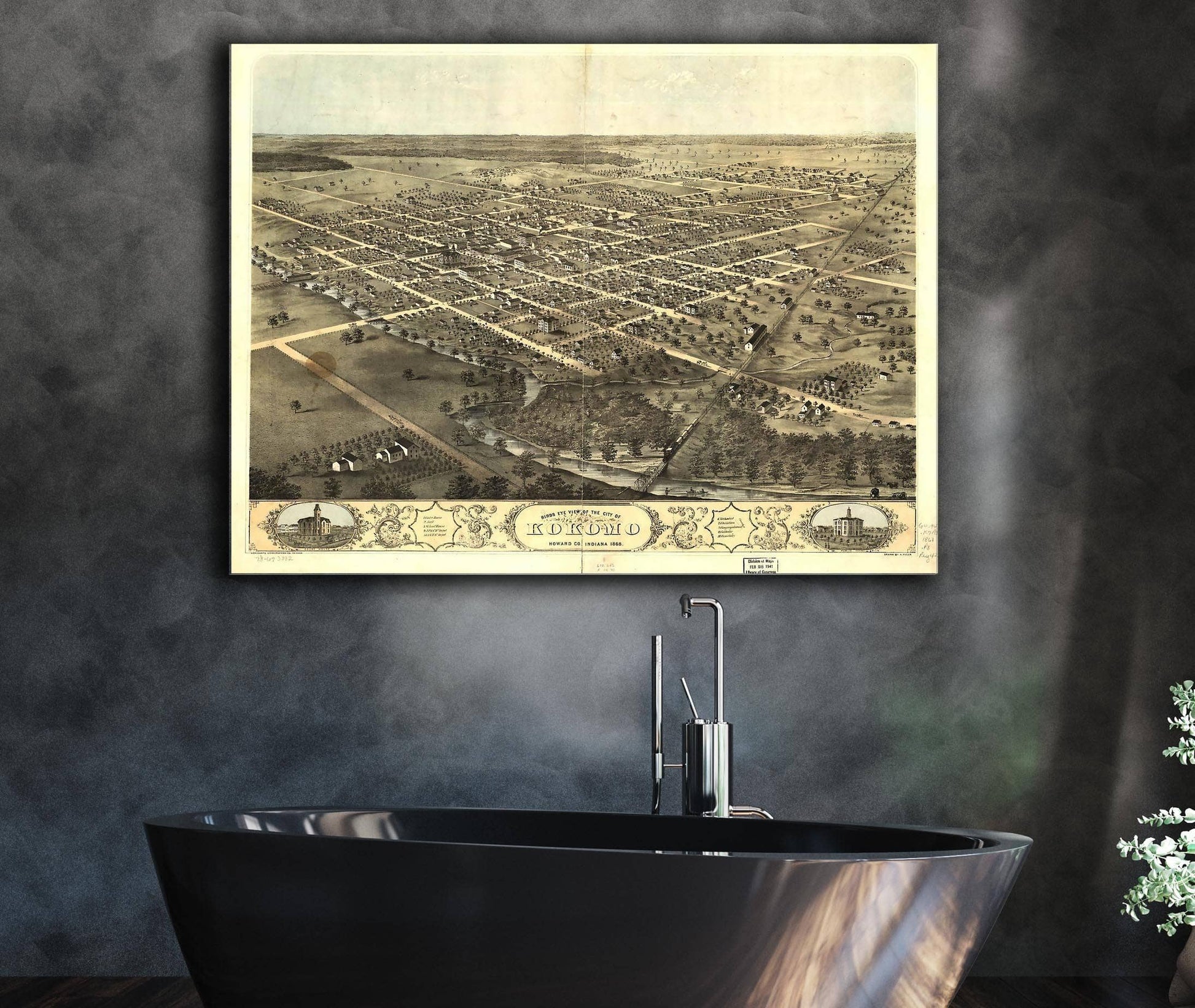 Birds Eye View Of The City Of Kokomo Howard Co Indiana 1868 State of Indiana