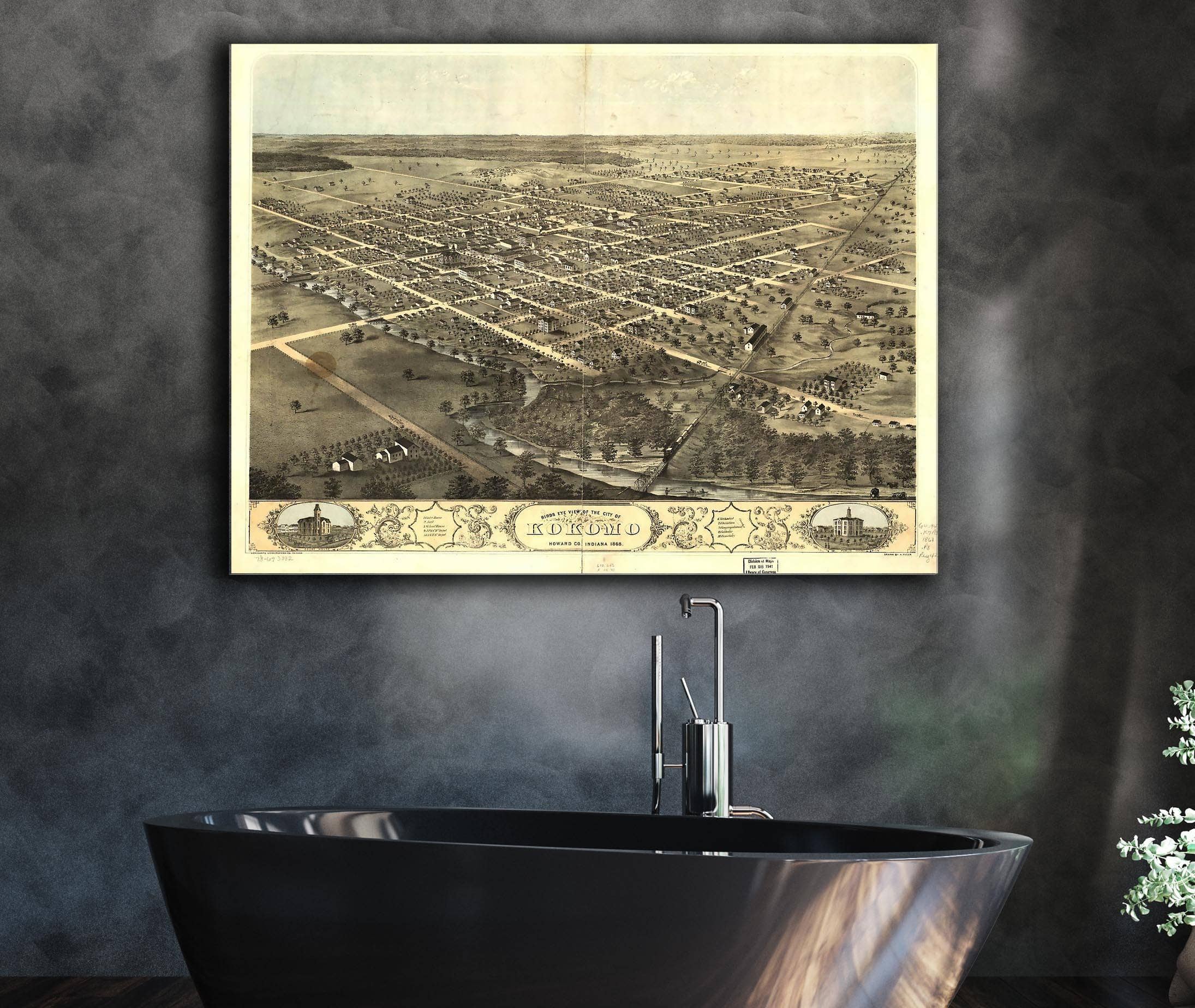 Birds Eye View Of The City Of Kokomo Howard Co Indiana 1868 State of Indiana
