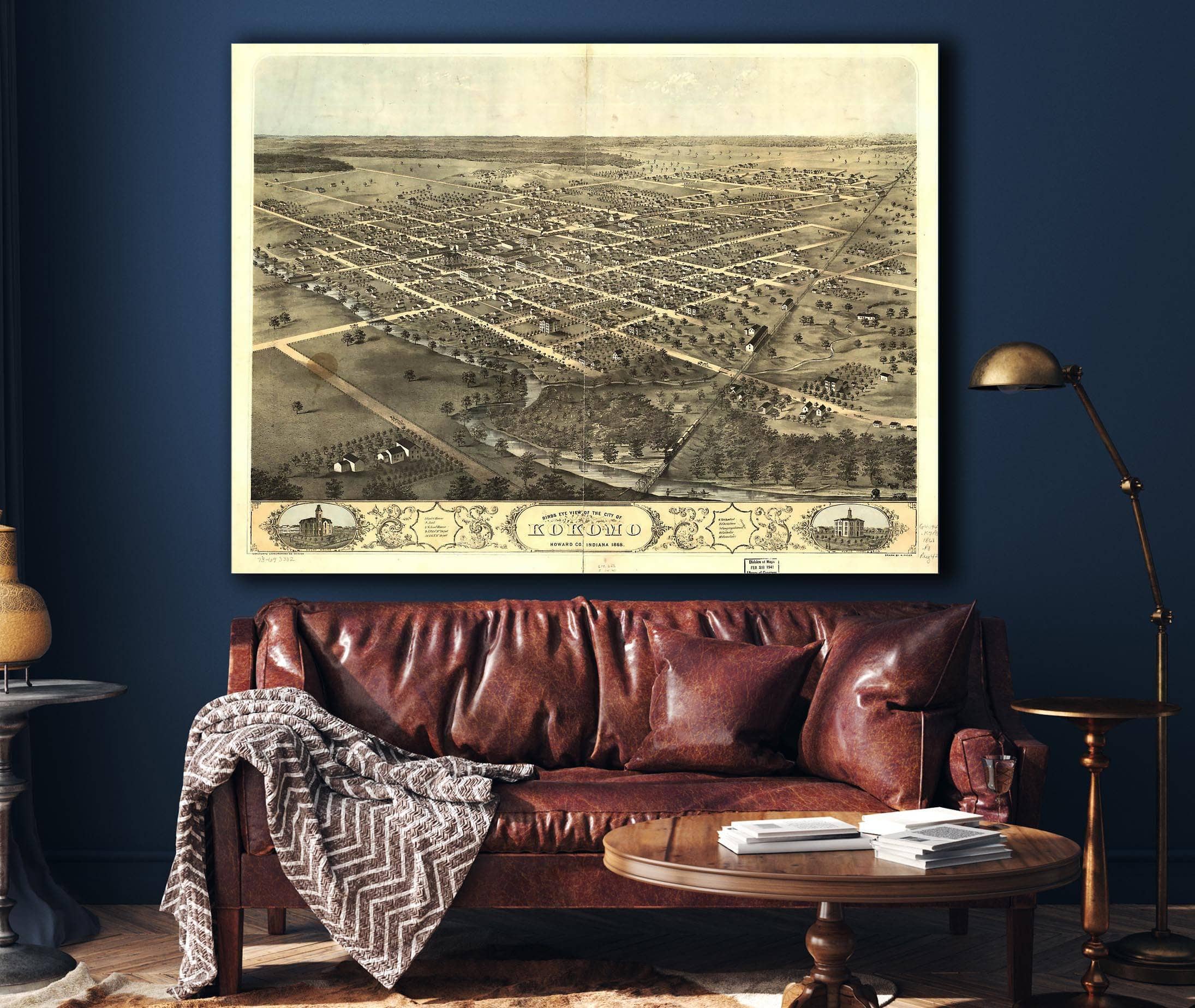 Birds Eye View Of The City Of Kokomo Howard Co Indiana 1868 State of Indiana