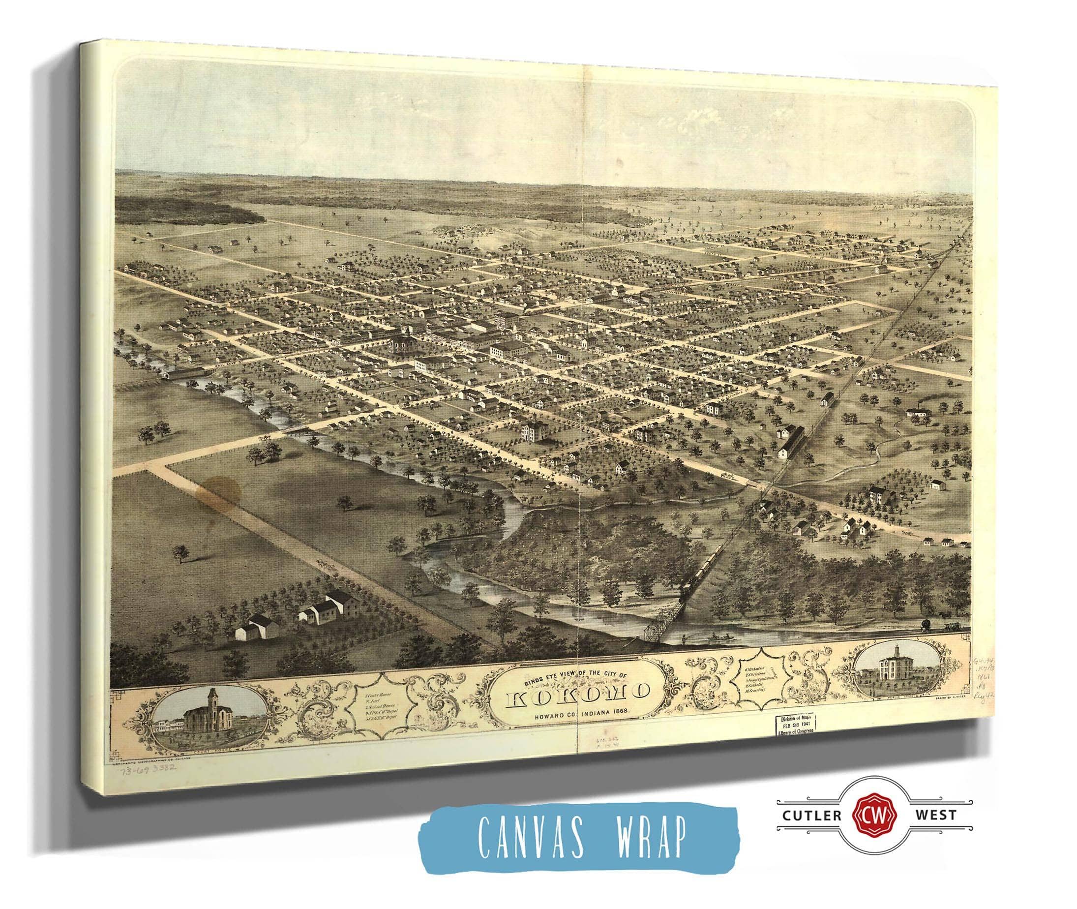 Birds Eye View Of The City Of Kokomo Howard Co Indiana 1868 State of Indiana