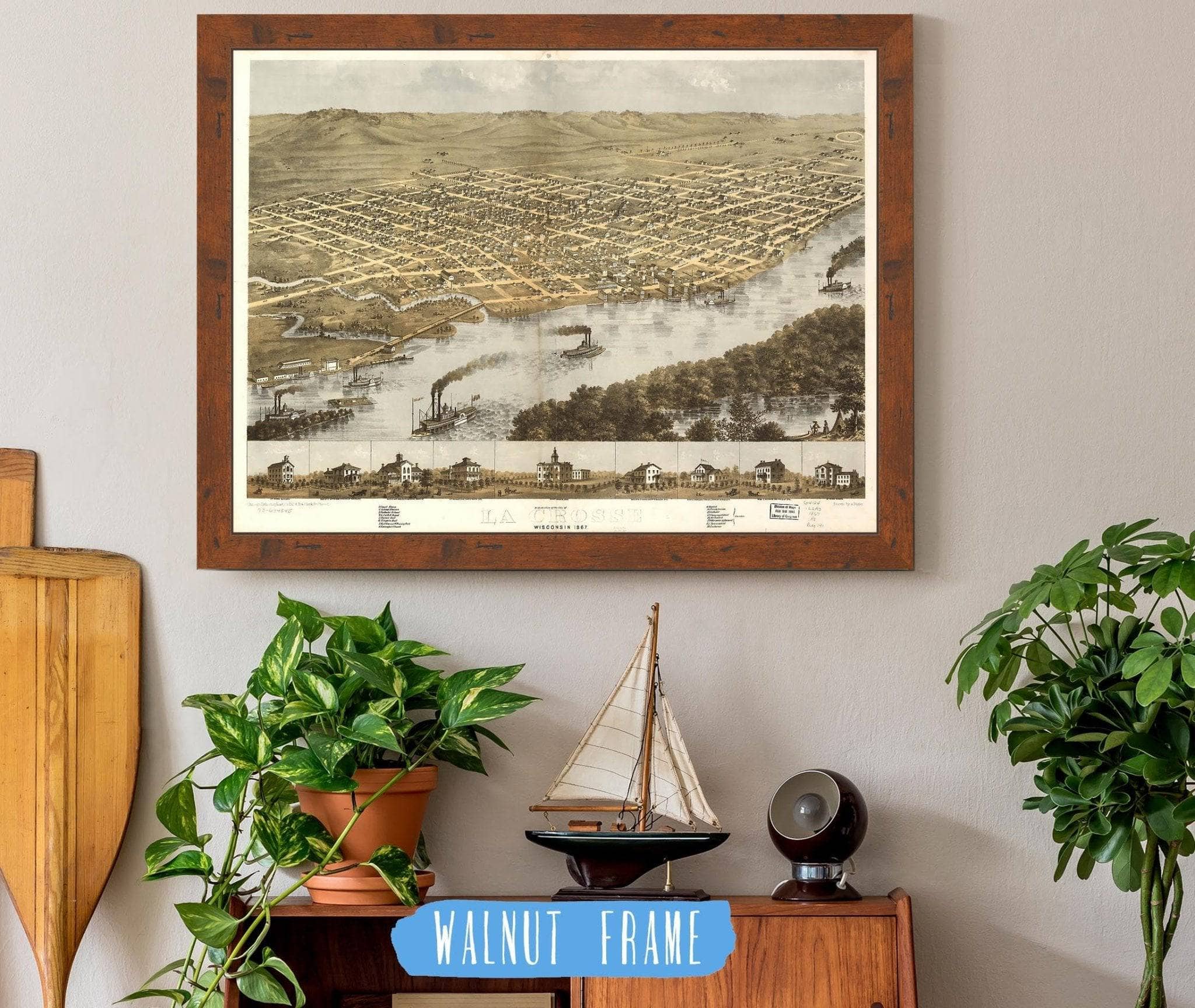 Birds Eye View Of The City Of La Crosse Wisconsin 1867 State of Wisconsin
