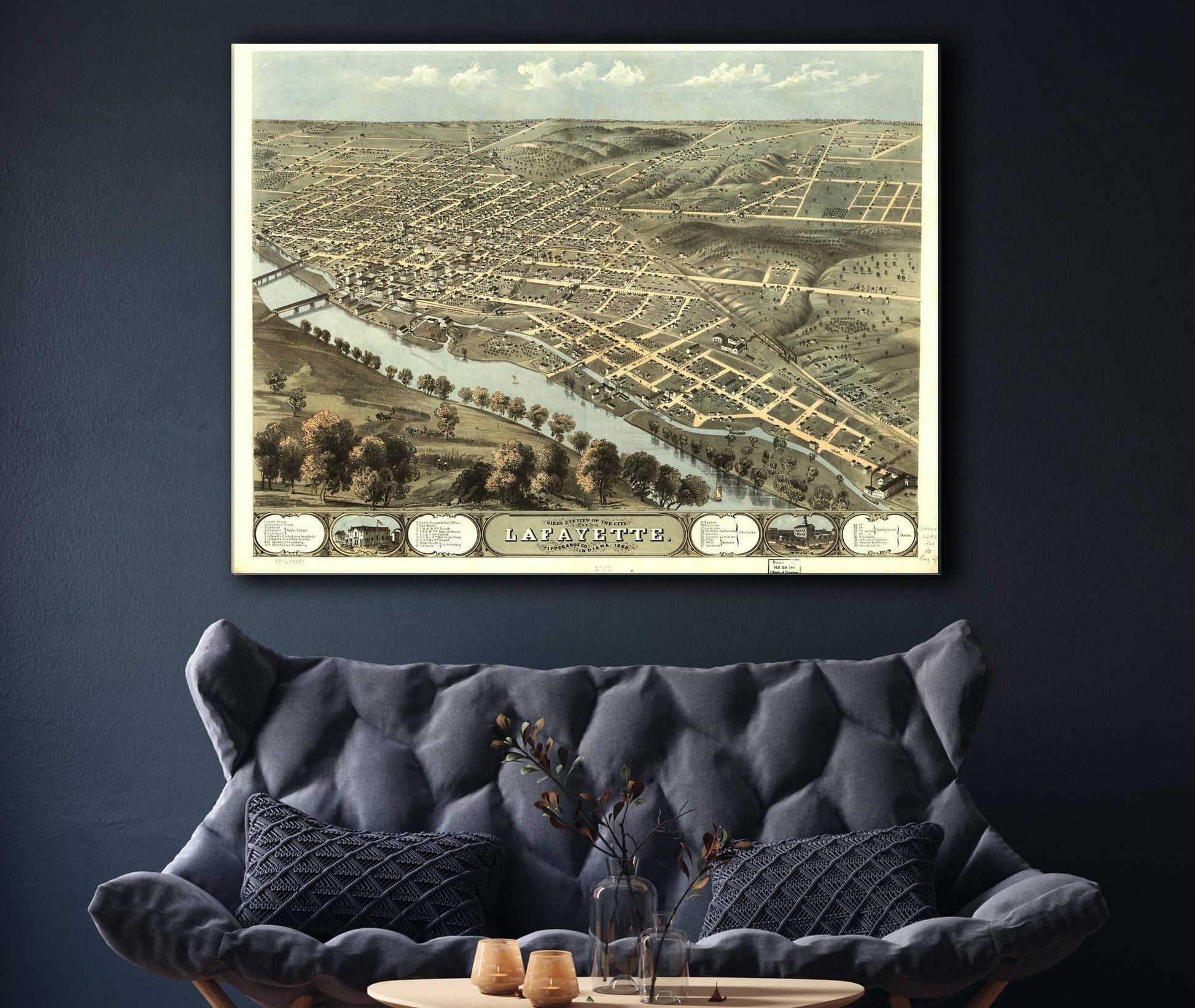 Birds Eye View Of The City Of Lafayette Tippecanoe Co Indiana 1868 State of Indiana