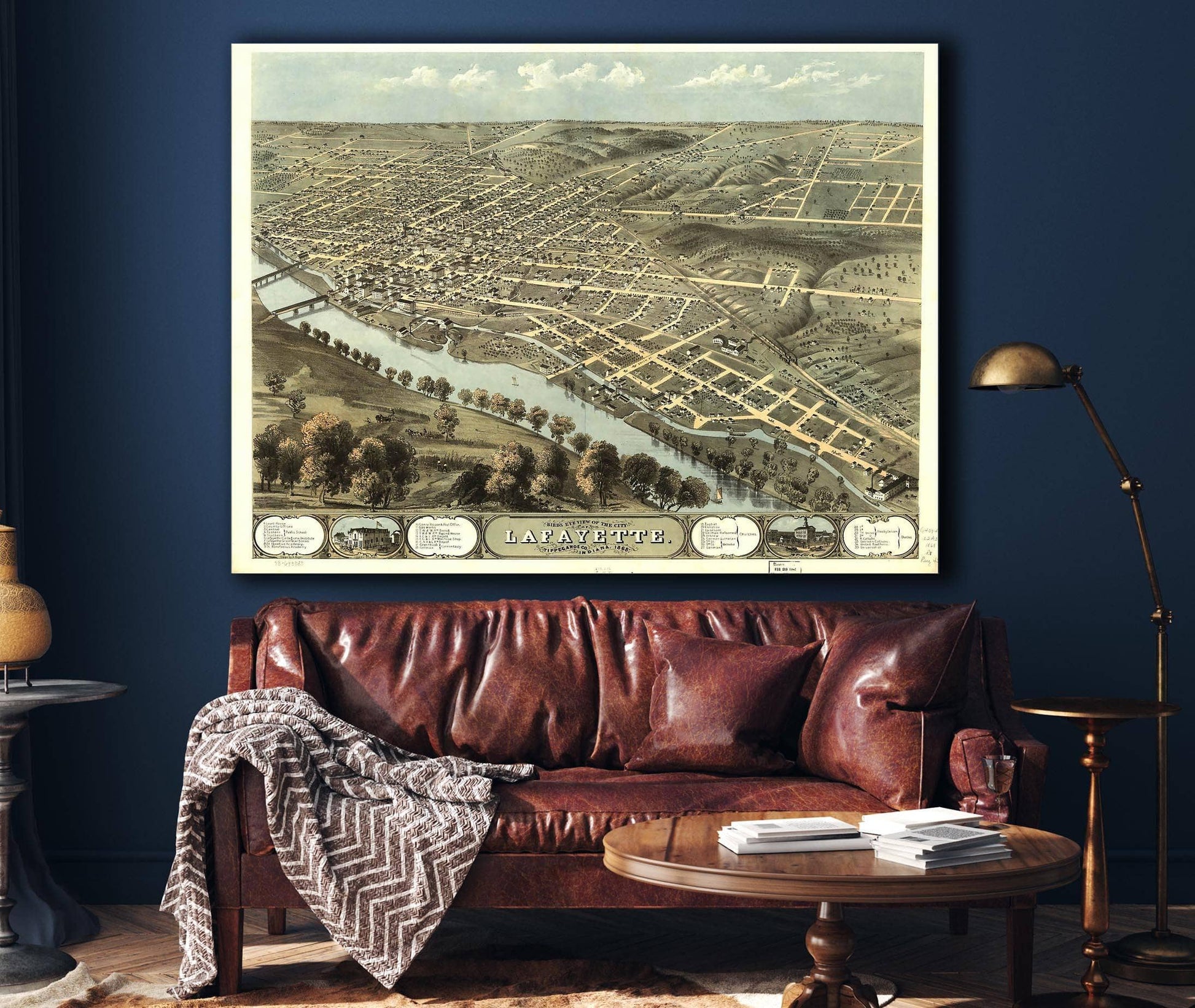 Birds Eye View Of The City Of Lafayette Tippecanoe Co Indiana 1868 State of Indiana