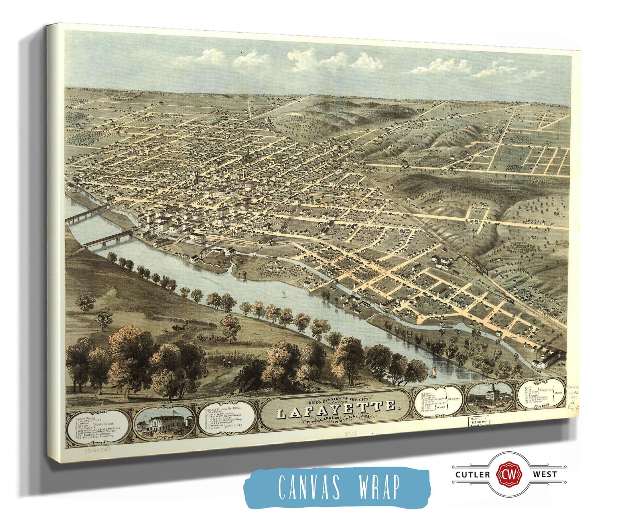 Birds Eye View Of The City Of Lafayette Tippecanoe Co Indiana 1868 State of Indiana