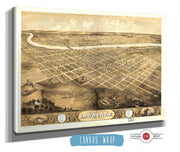 Birds Eye View Of The City Of Lawrence Kansas 1869 State of Kansas