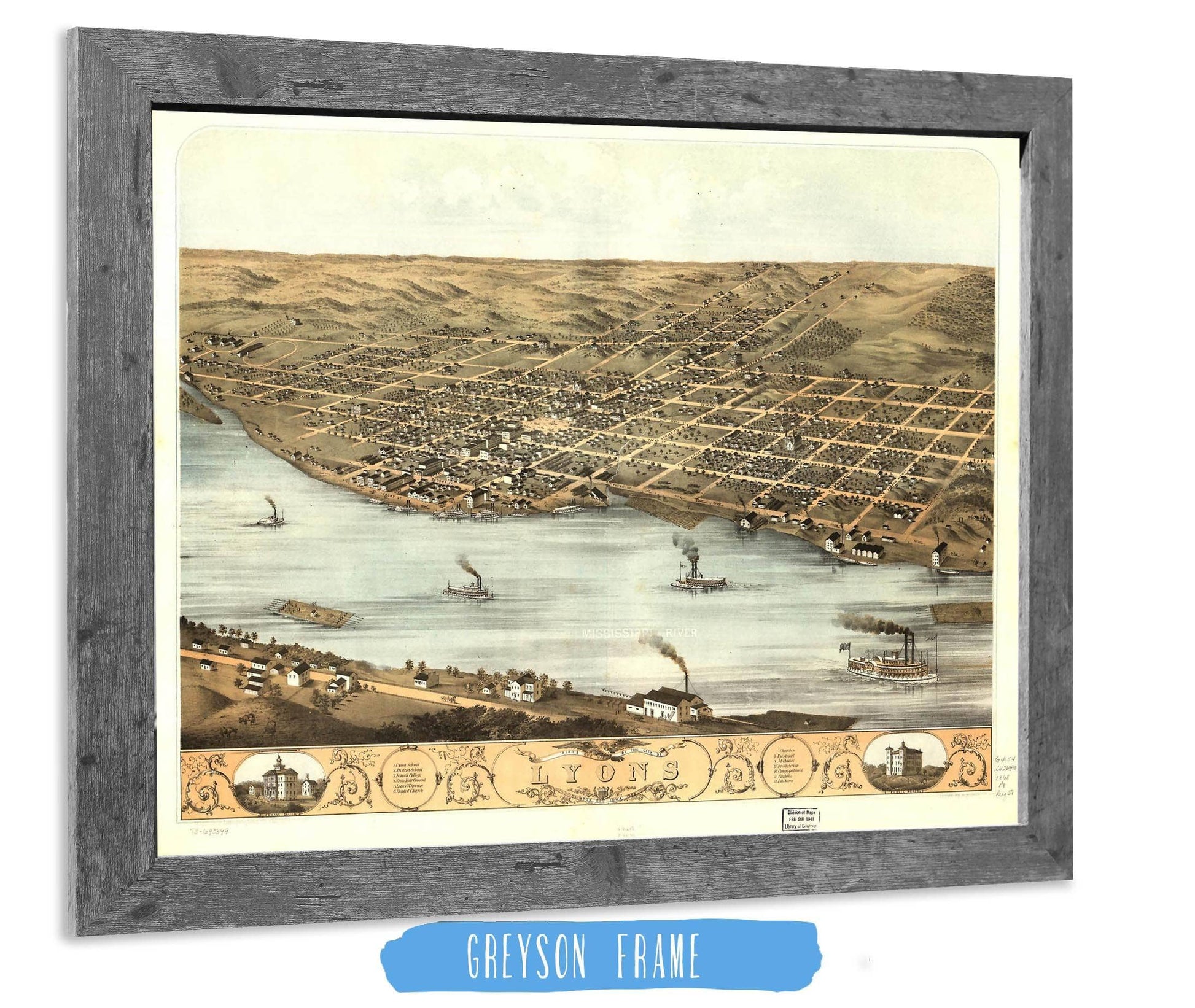 Birds Eye View Of The City Of Lyons Clinton Co Iowa 1868 State of Iowa